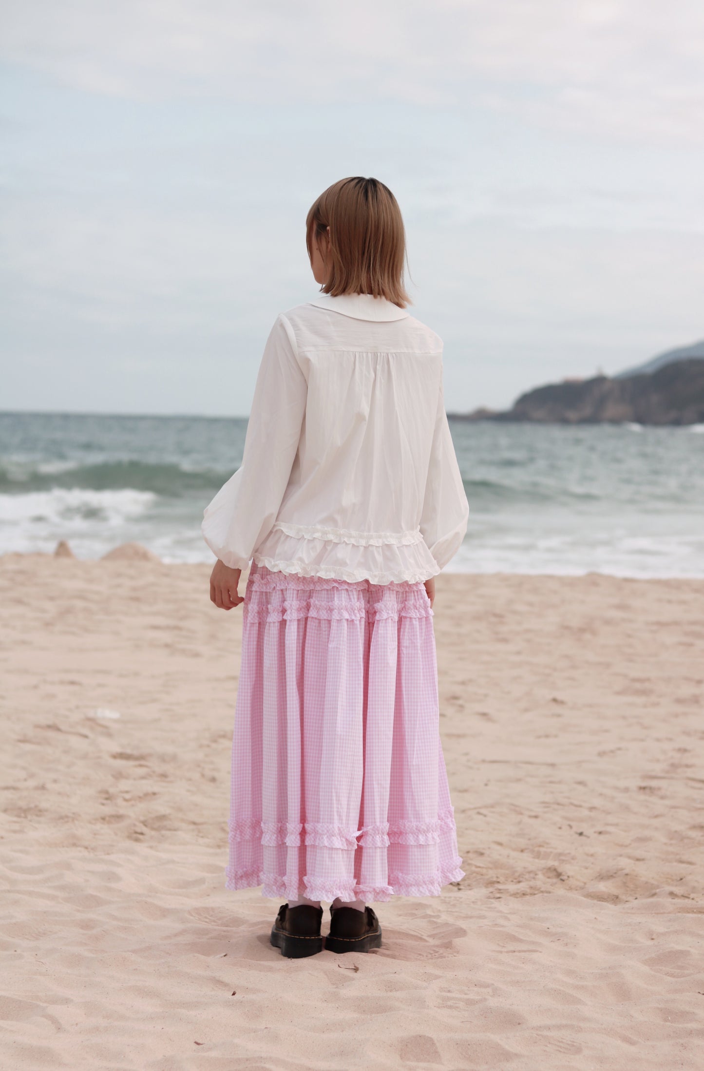 Doll Checkered Ruffle Skirt (Pink)