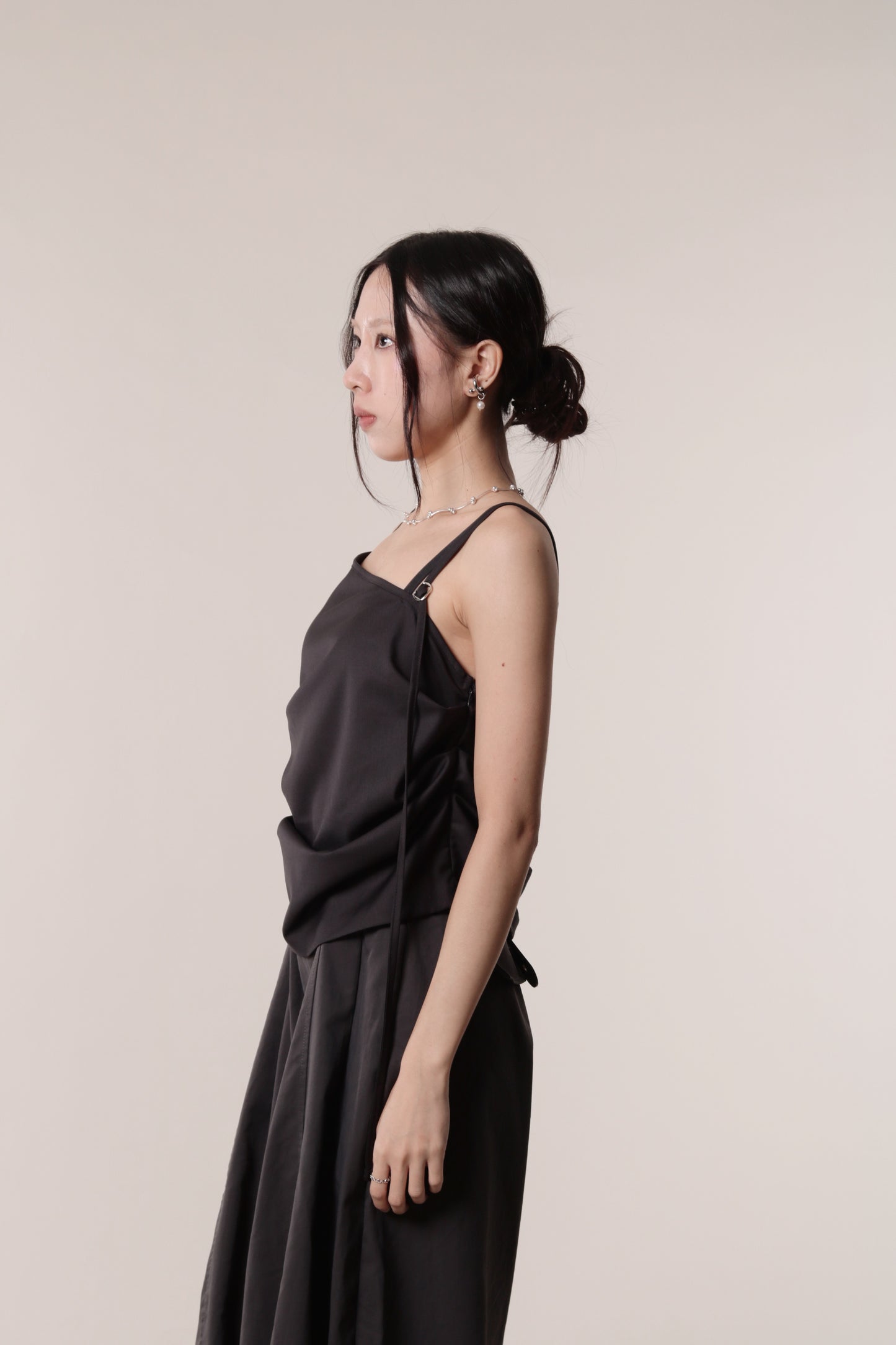 Boyce Gathered Sleeveless Top (Charcoal)