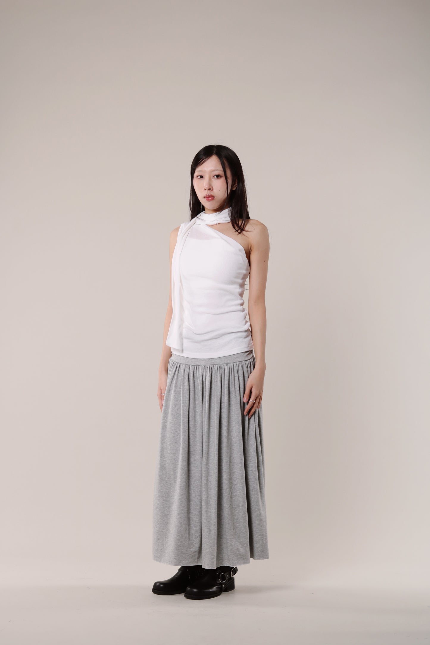 Linen Scarf Top (White)