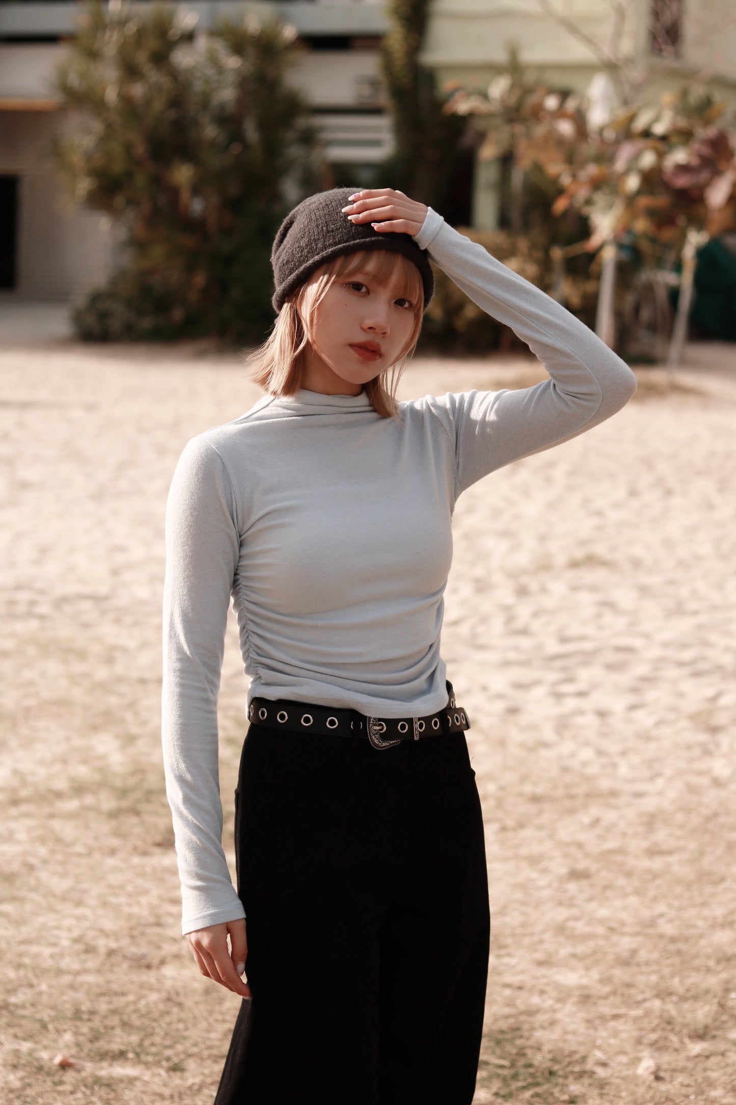 Spring Gathered Top (Baby Blue)