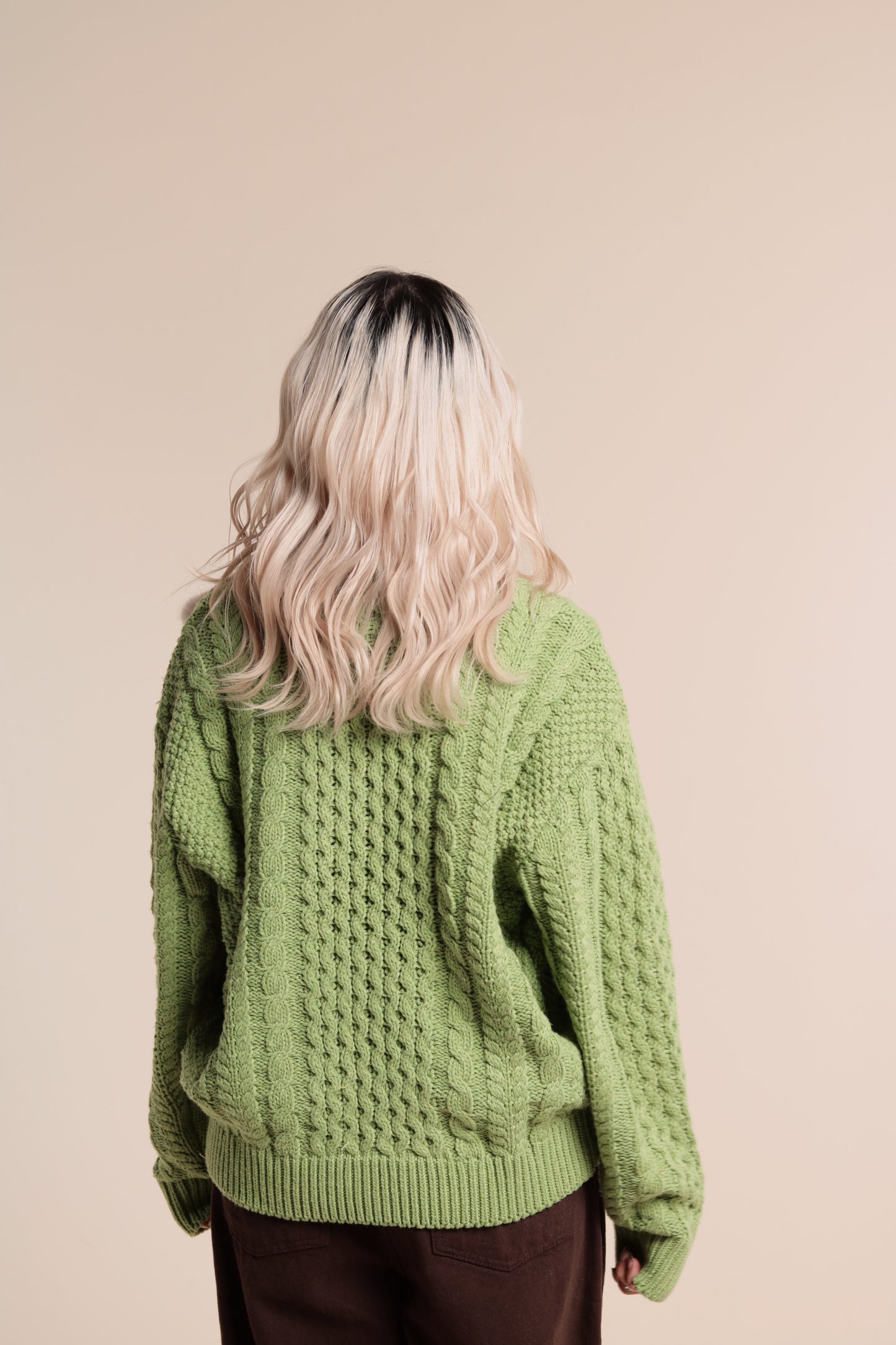 Oversized Cable Knit Sweater (Green)