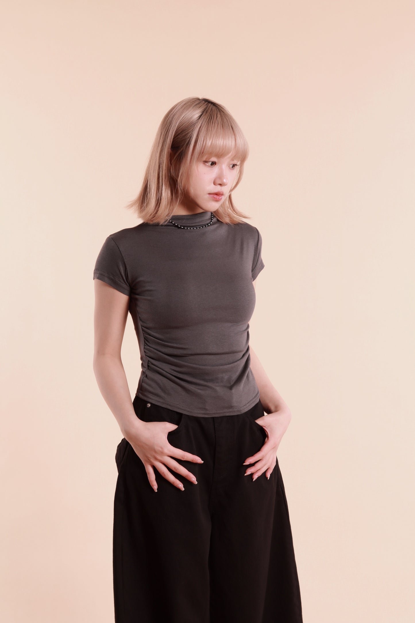 Gathered Tee (Charcoal)