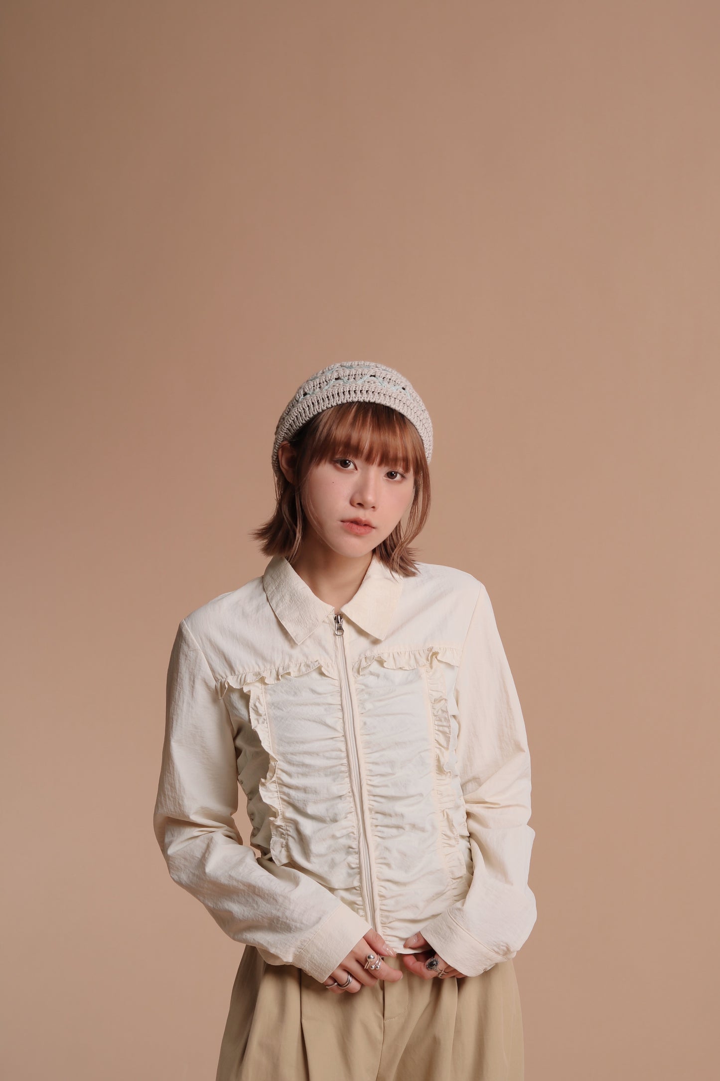 Gathered Ruffle Jacket (Ivory)