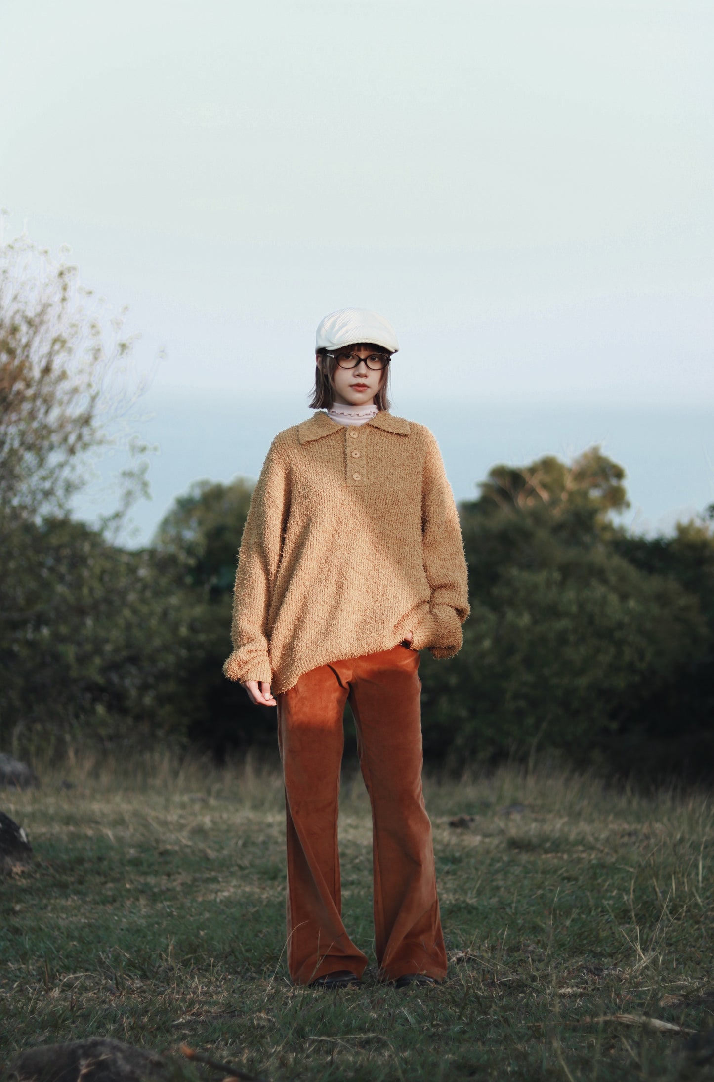 Corduroy Bootcut Pants (Brown)