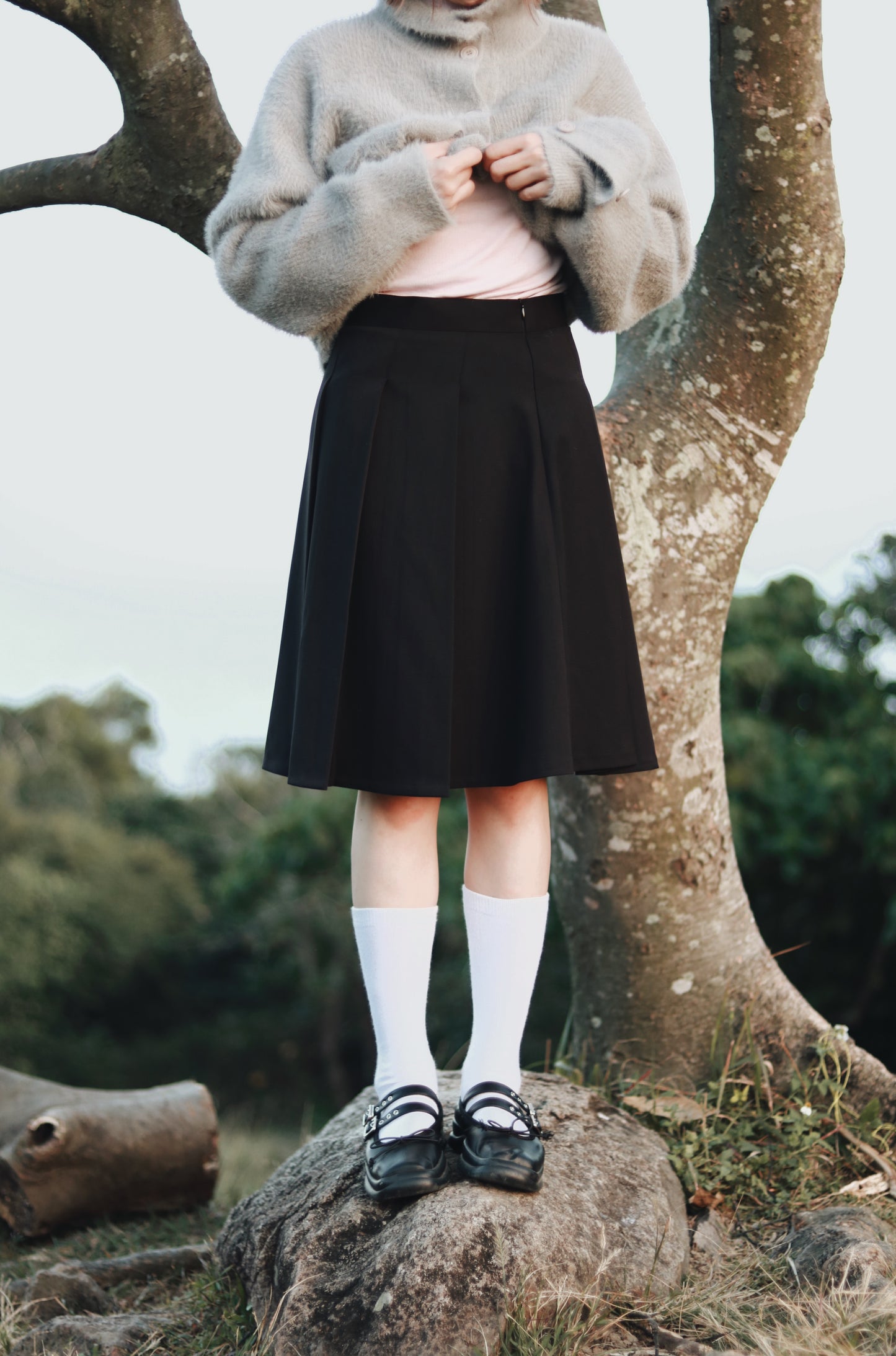 Doll Pleated Mini Skirt (Black)