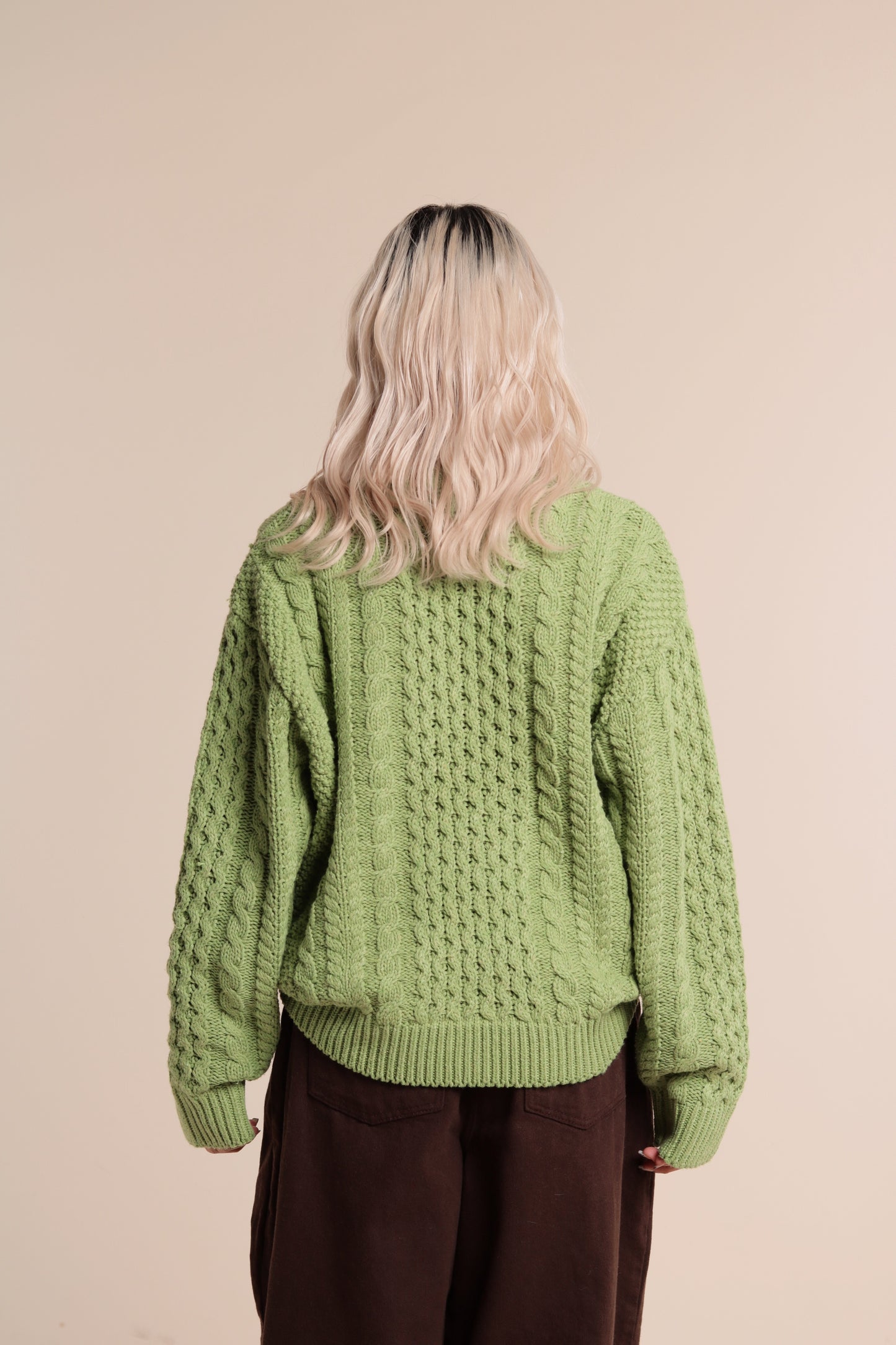 Oversized Cable Knit Sweater (Green)