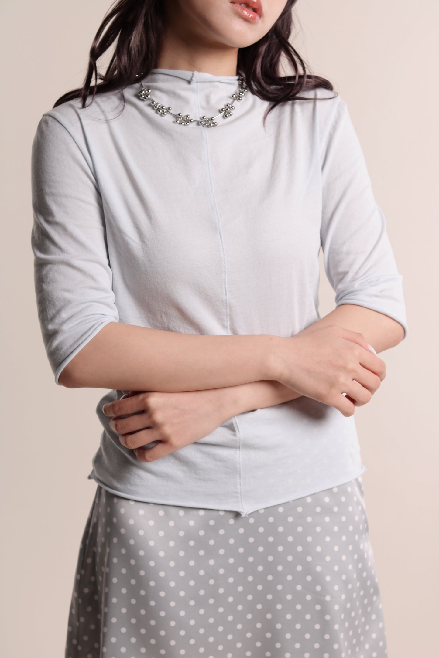 Pure Mock Neck Top (Baby Blue)