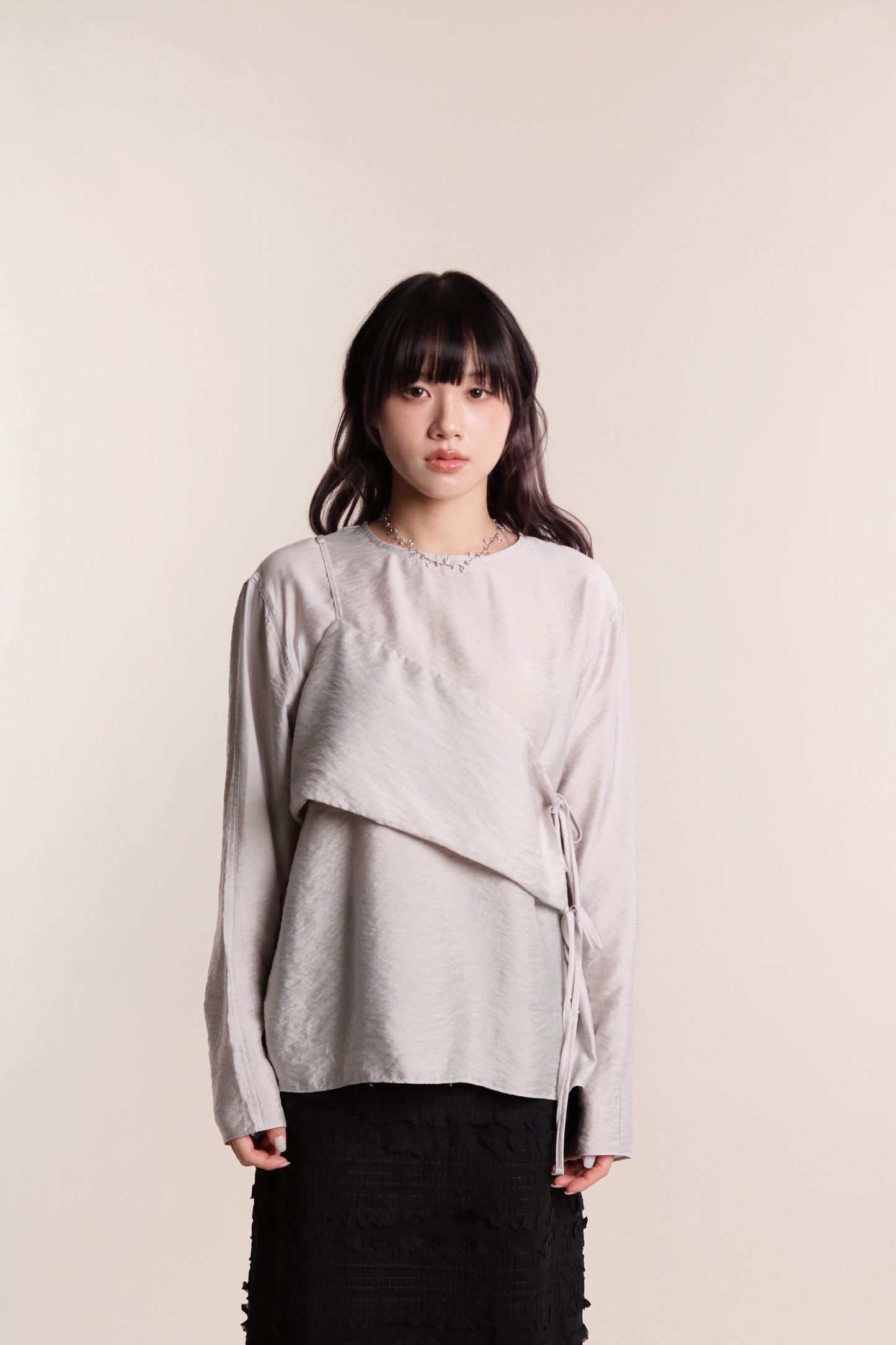 Cami Wrap Blouse (Light Grey)