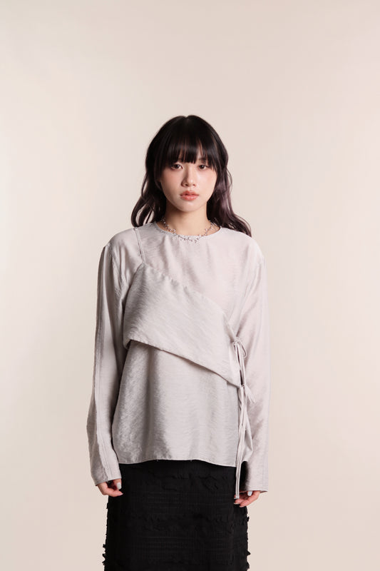 Cami Wrap Blouse (Light Grey)
