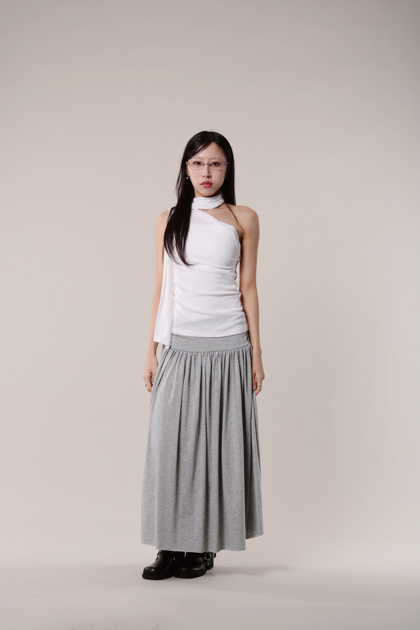 Linen Scarf Top (White)