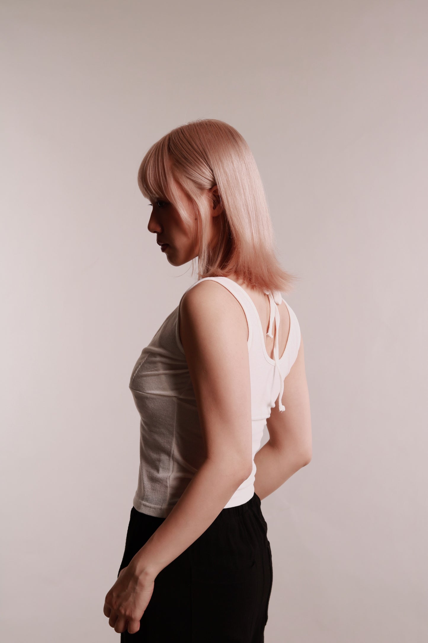 Layered Halter Tank Top (White)