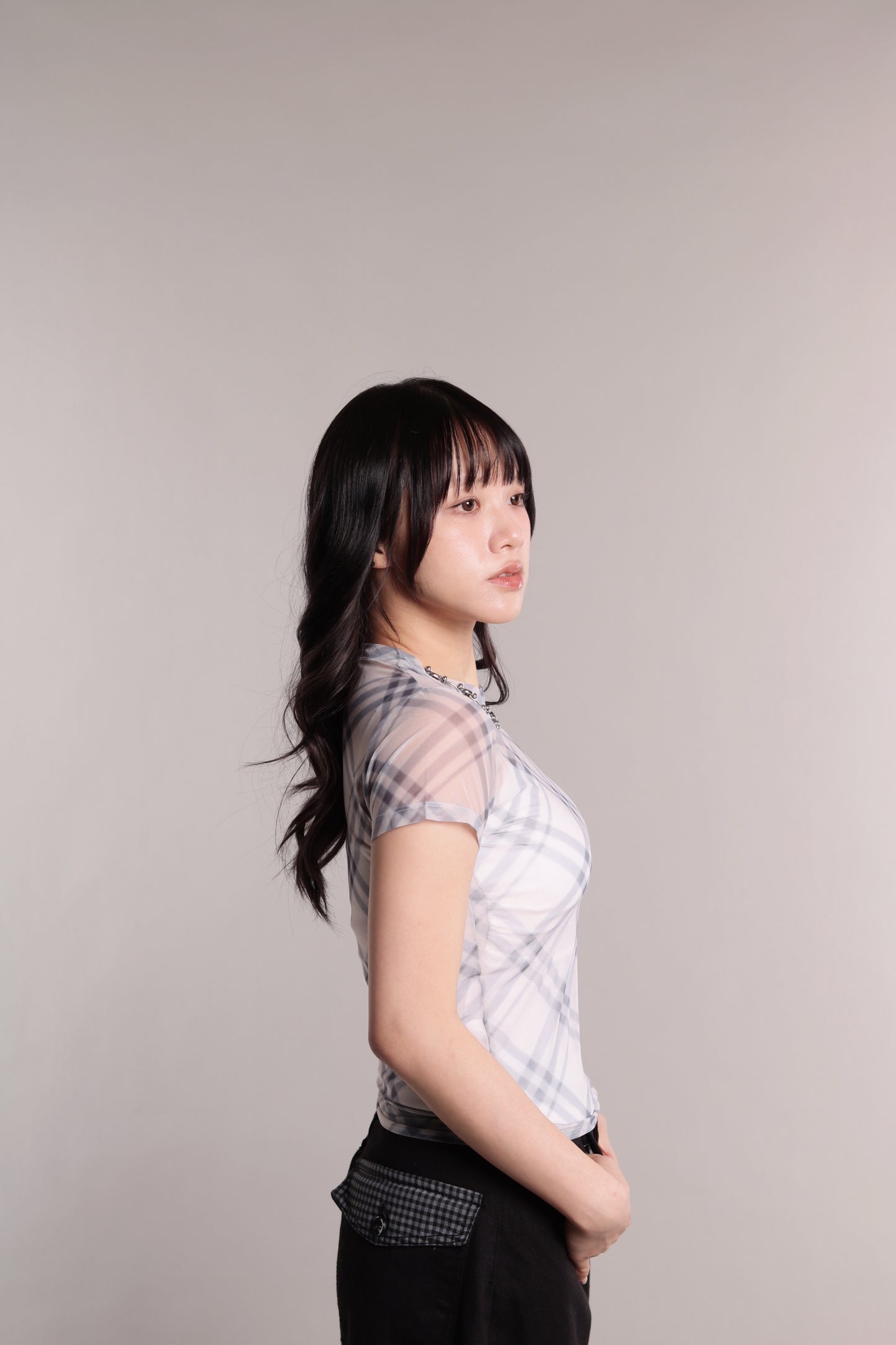 Checker Mesh Tee (Ivory)