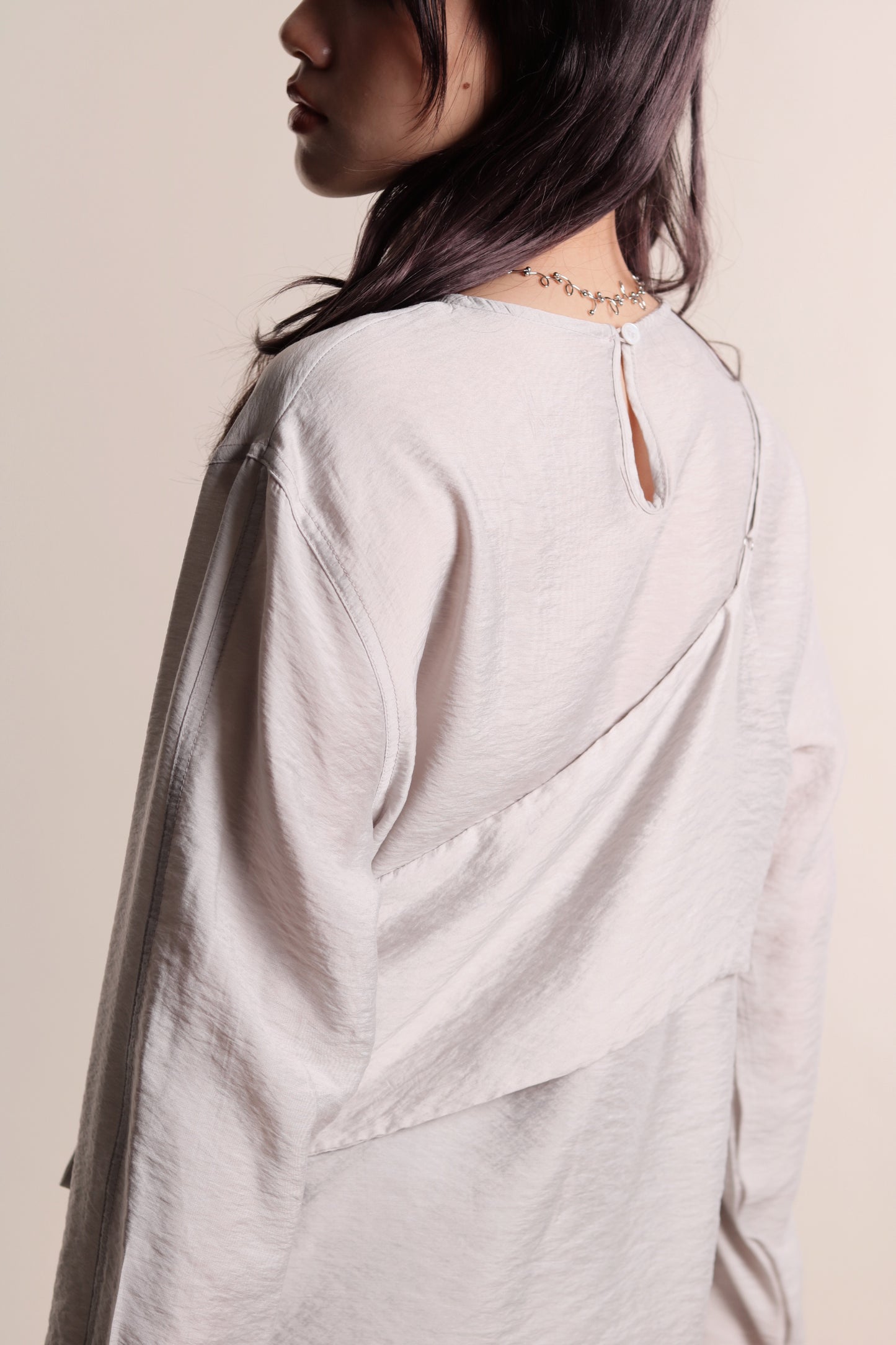 Cami Wrap Blouse (Light Grey)