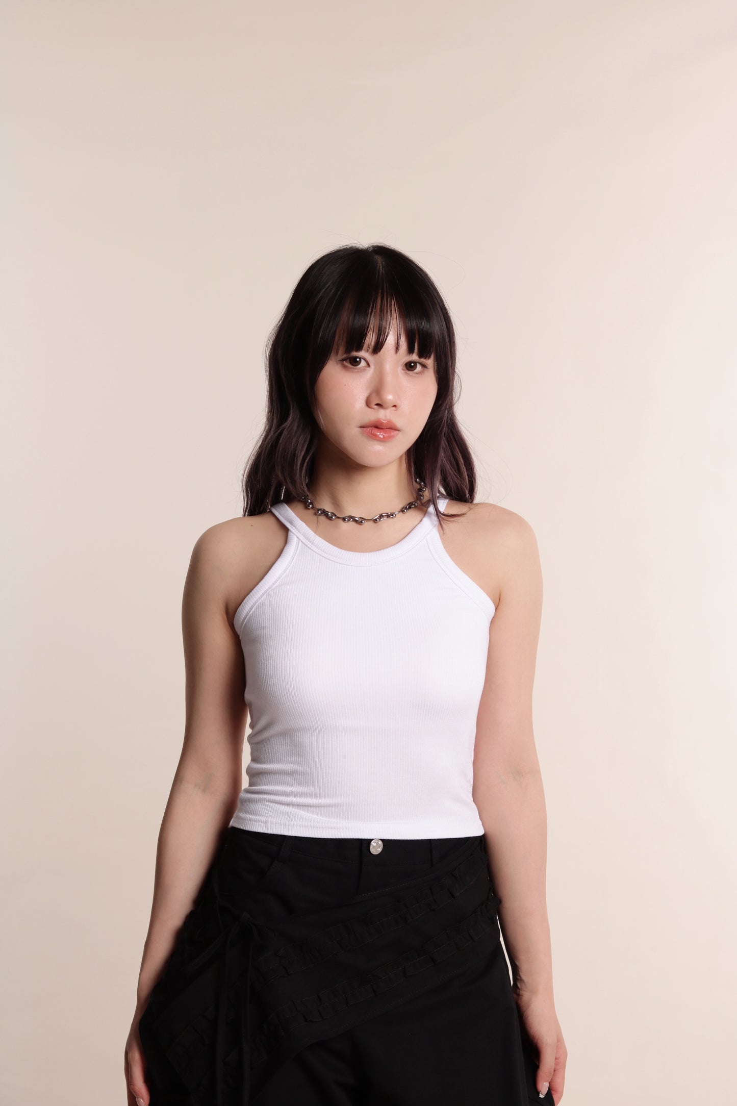 Ribbed Slim Bra Top (White)