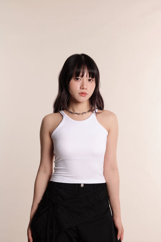 Ribbed Slim Bra Top (White)
