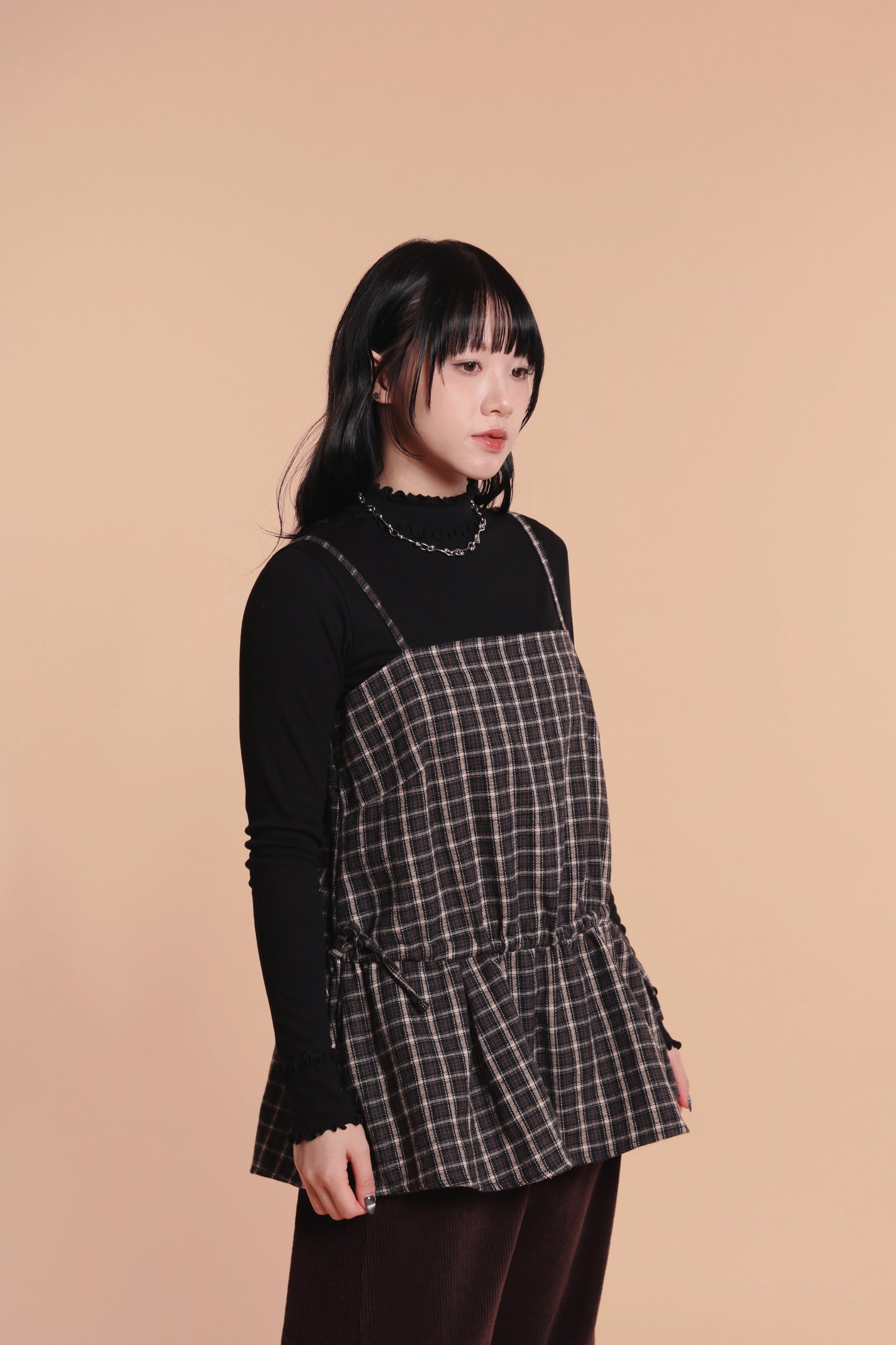 Checkered Sleeveless Top (Navy)