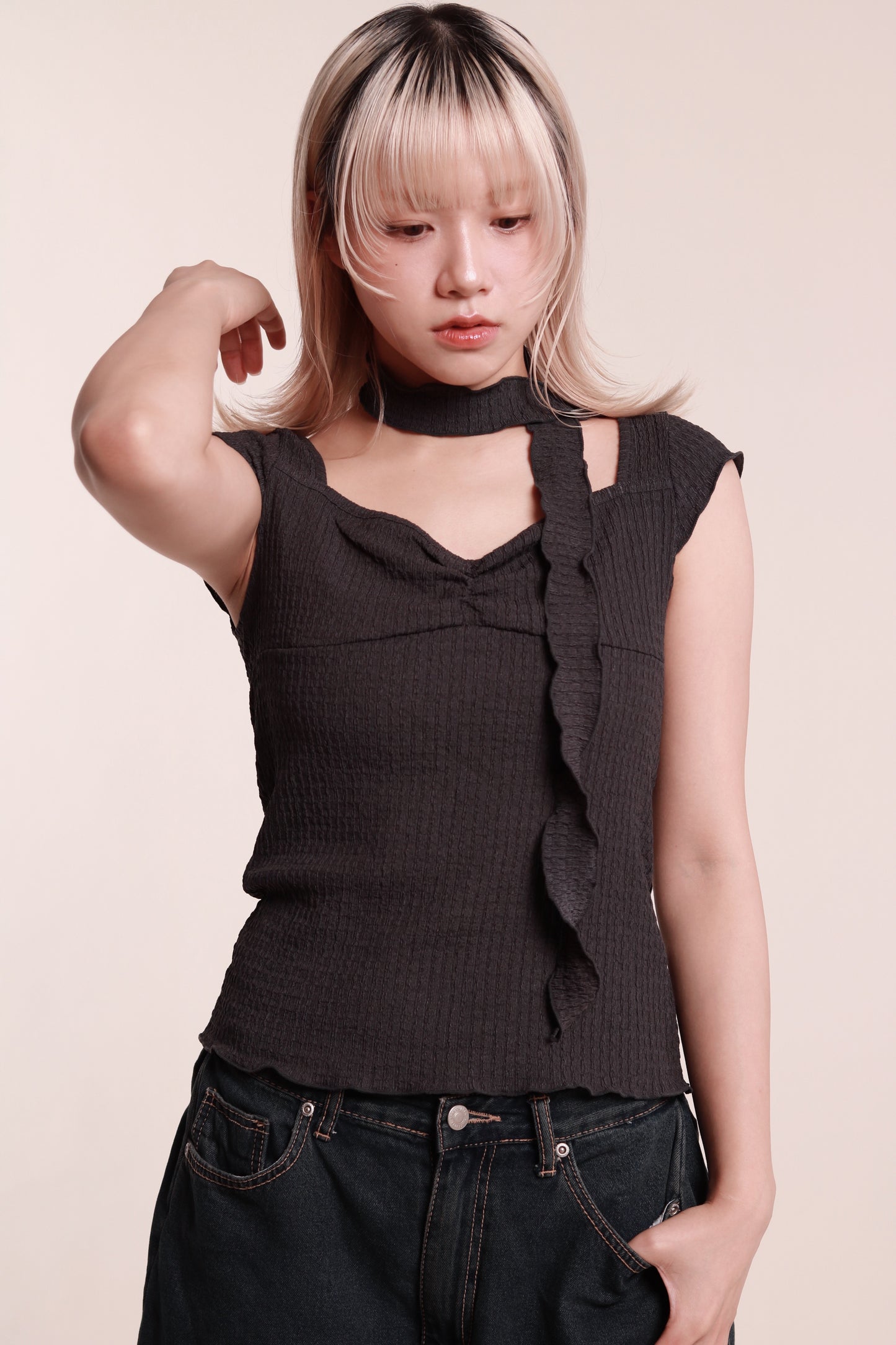 Gathered Tee Set (Charcoal)