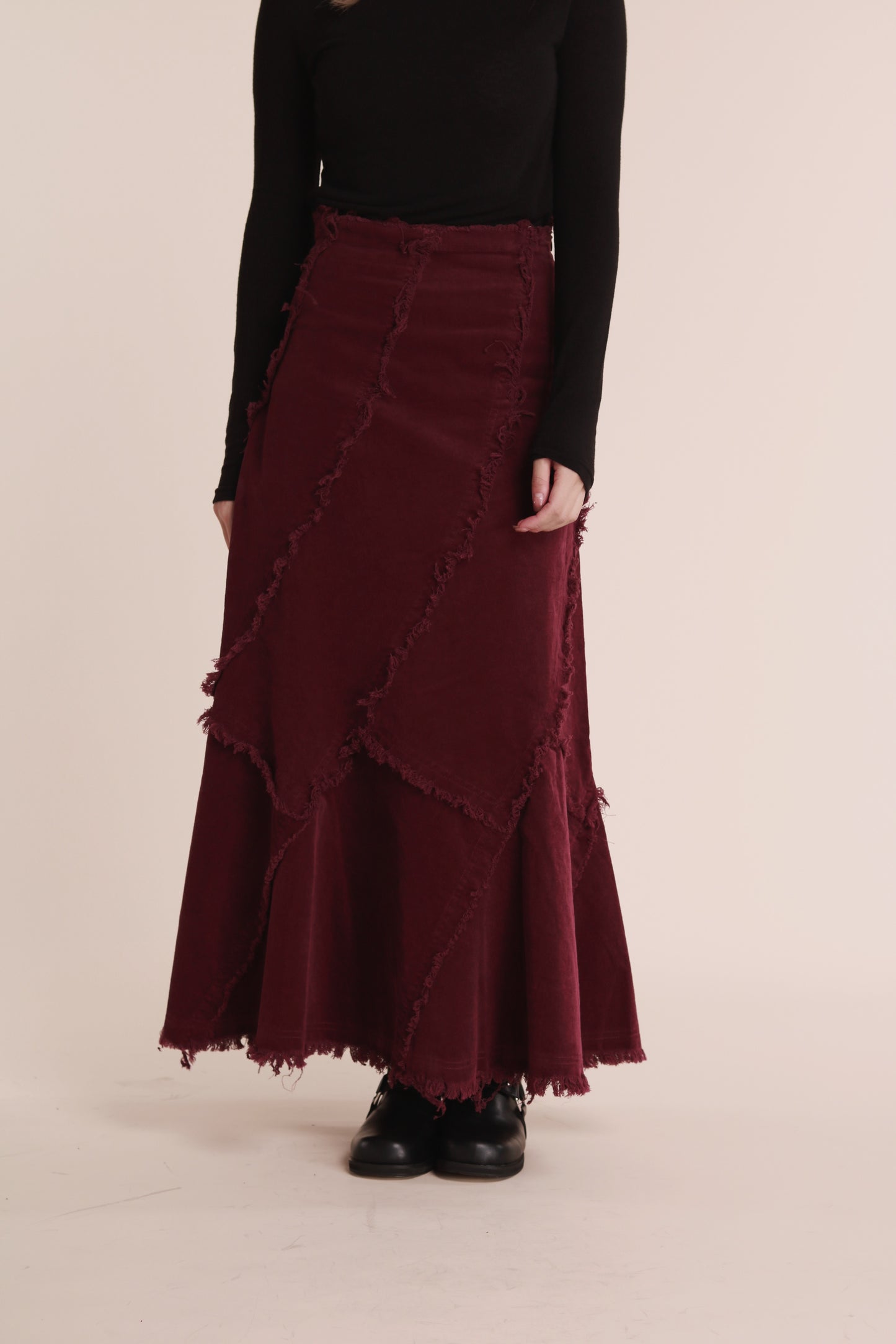 Frayed Mermaid Skirt (Wine)