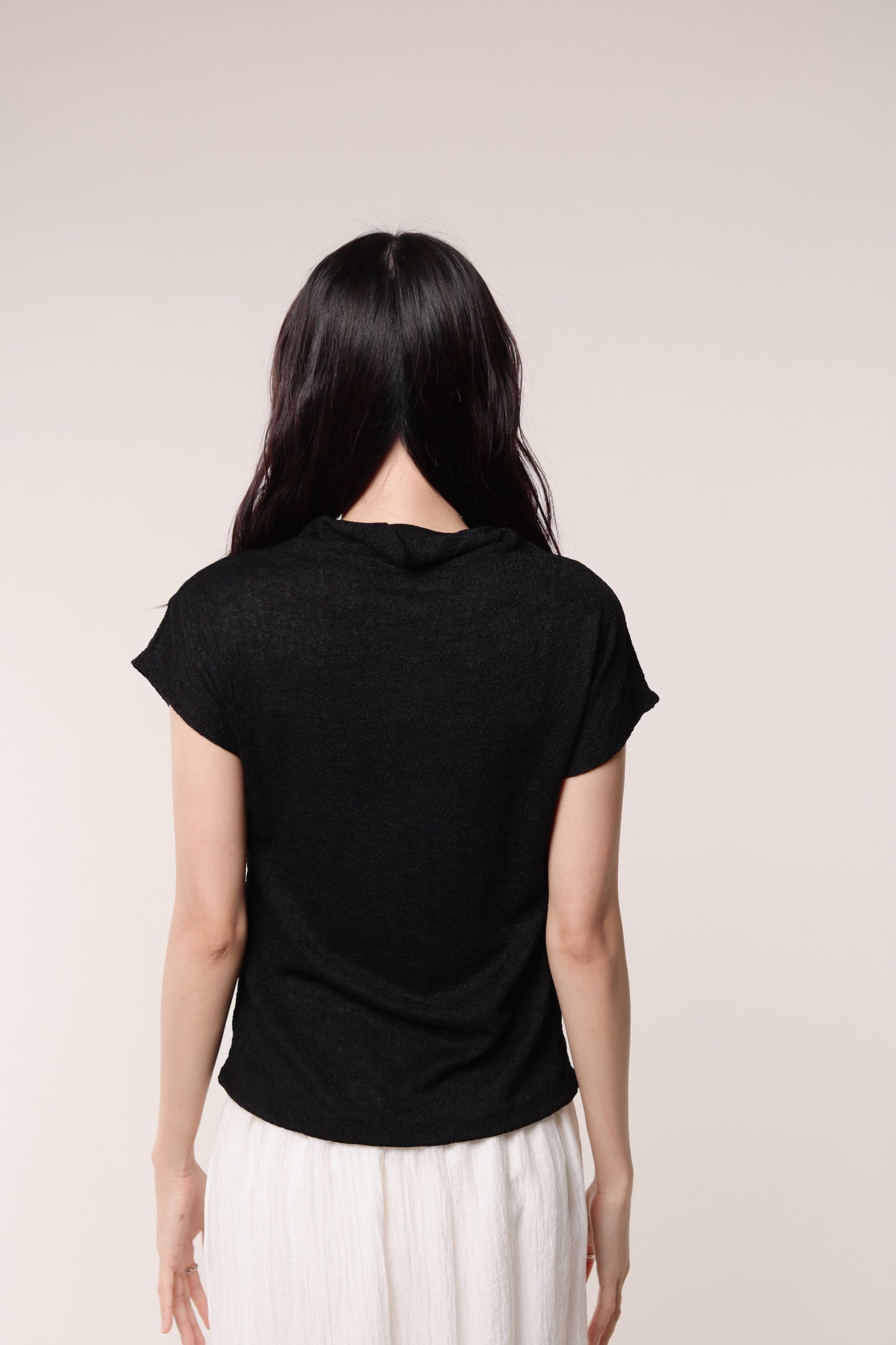 Mesh Mock Neck Top (Black)