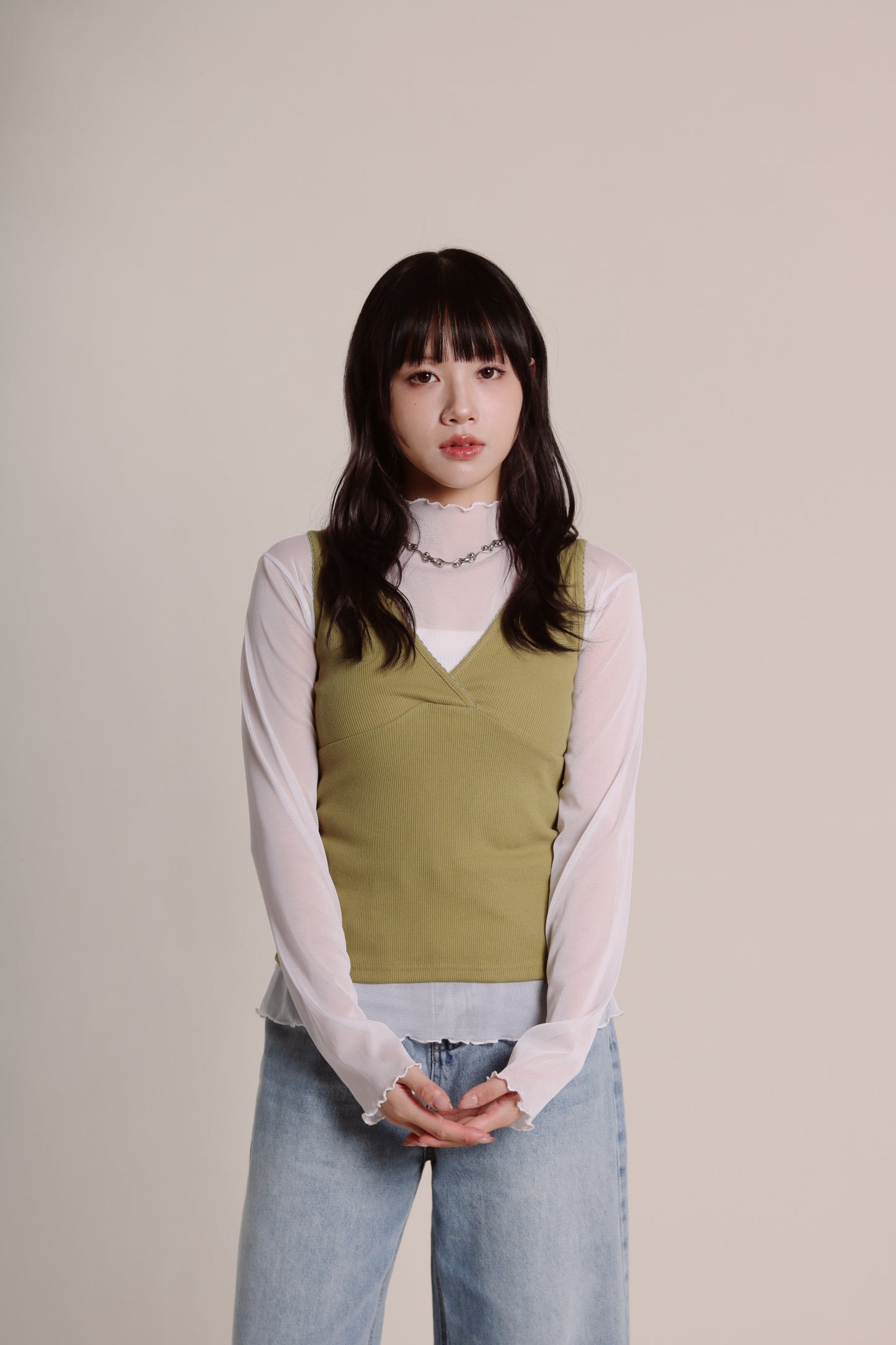 Ruffle See Through Top (White)