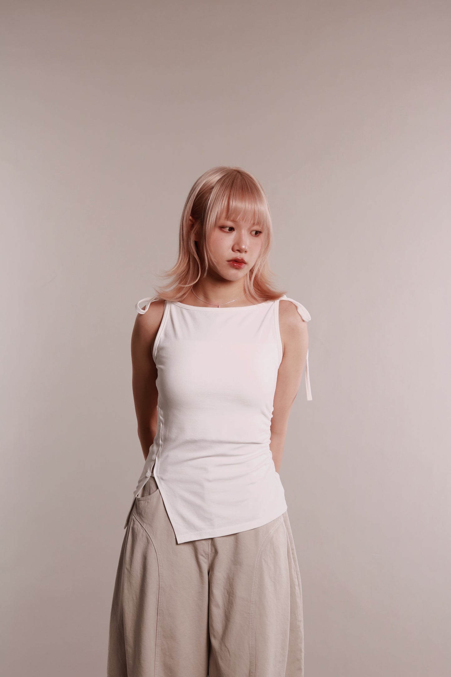 Side Cut Dance Top (White)