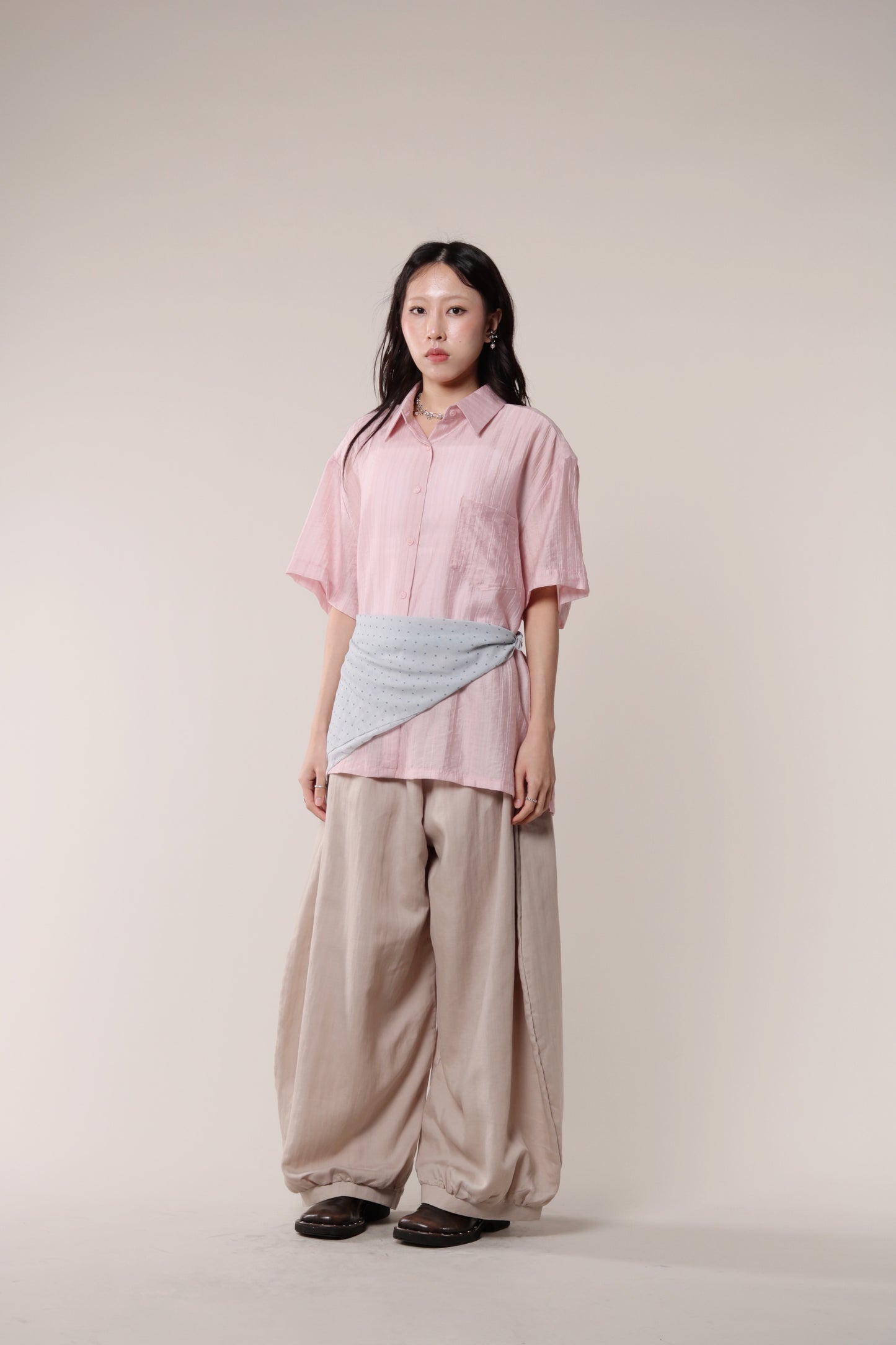 Linen Bubble Pants (Beige)
