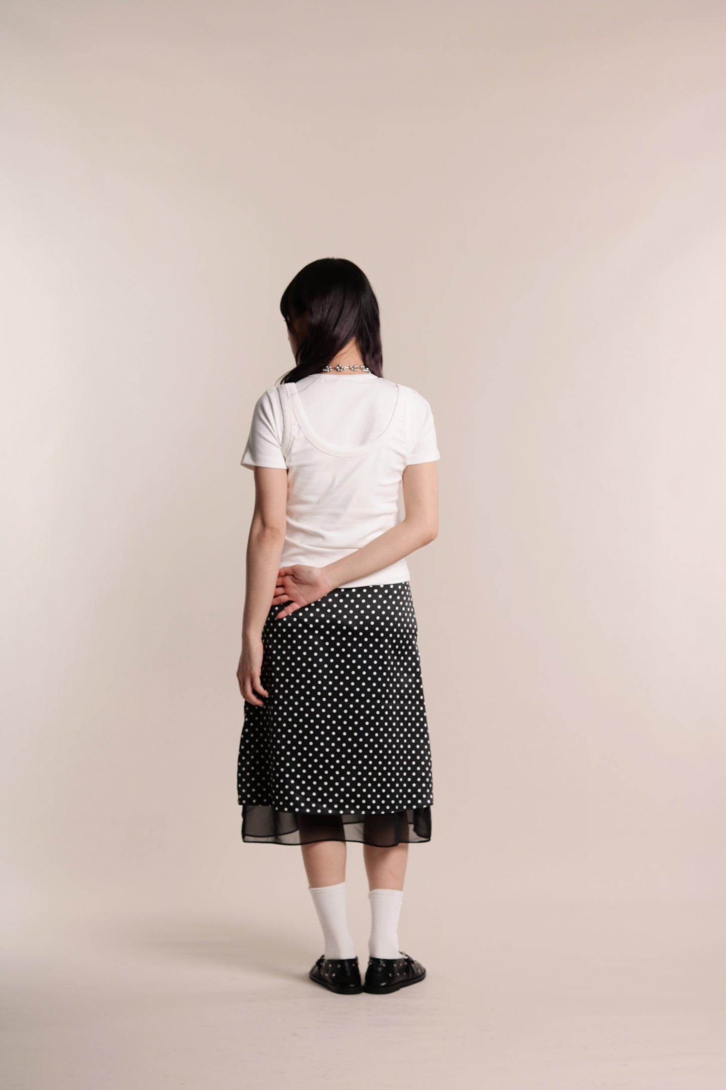 Polka Dot Midi Skirt (Black)