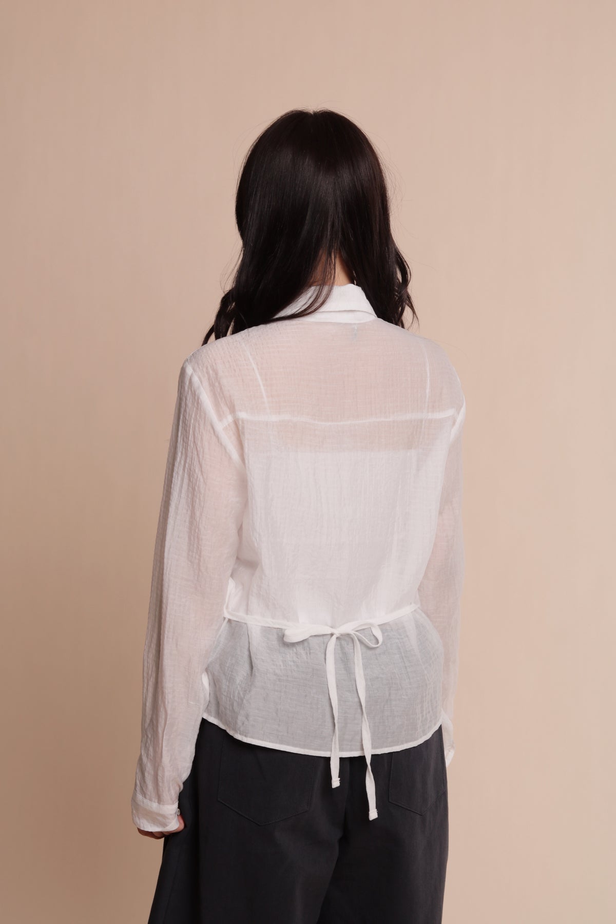 Checkered See Through Shirt (White)