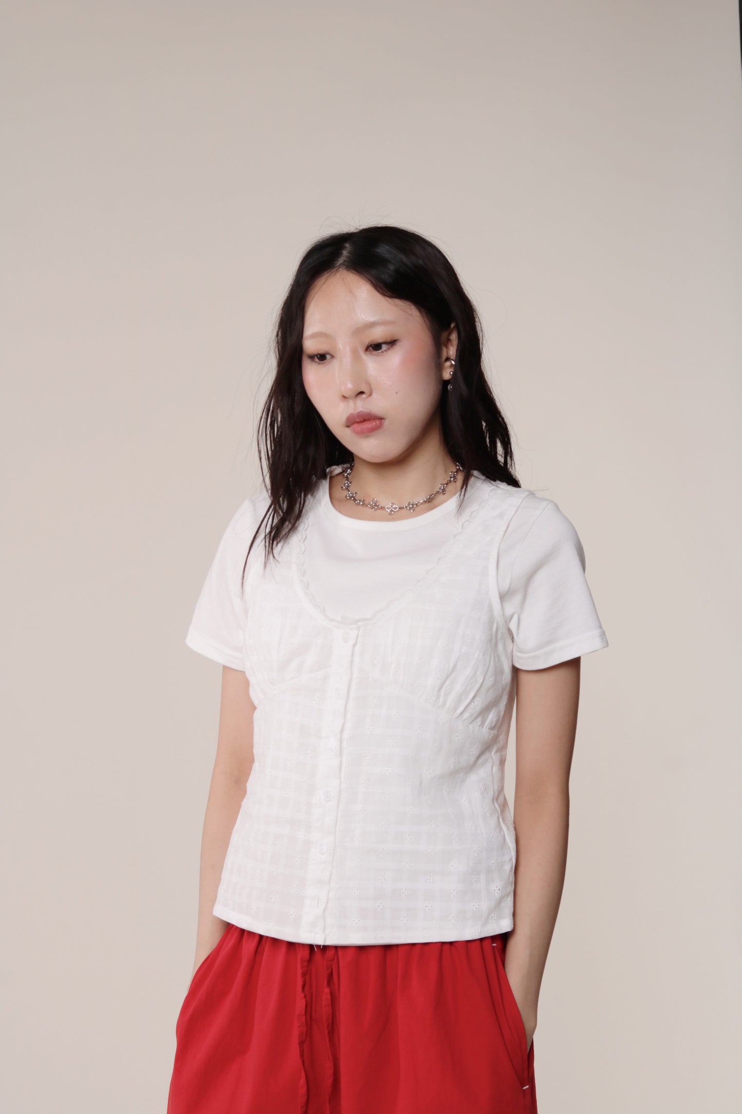 Retro Lace Vest (White)