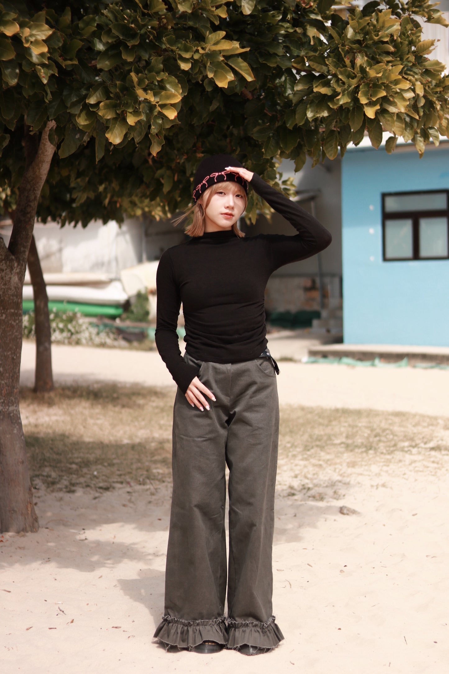 Spring Gathered Top (Black)