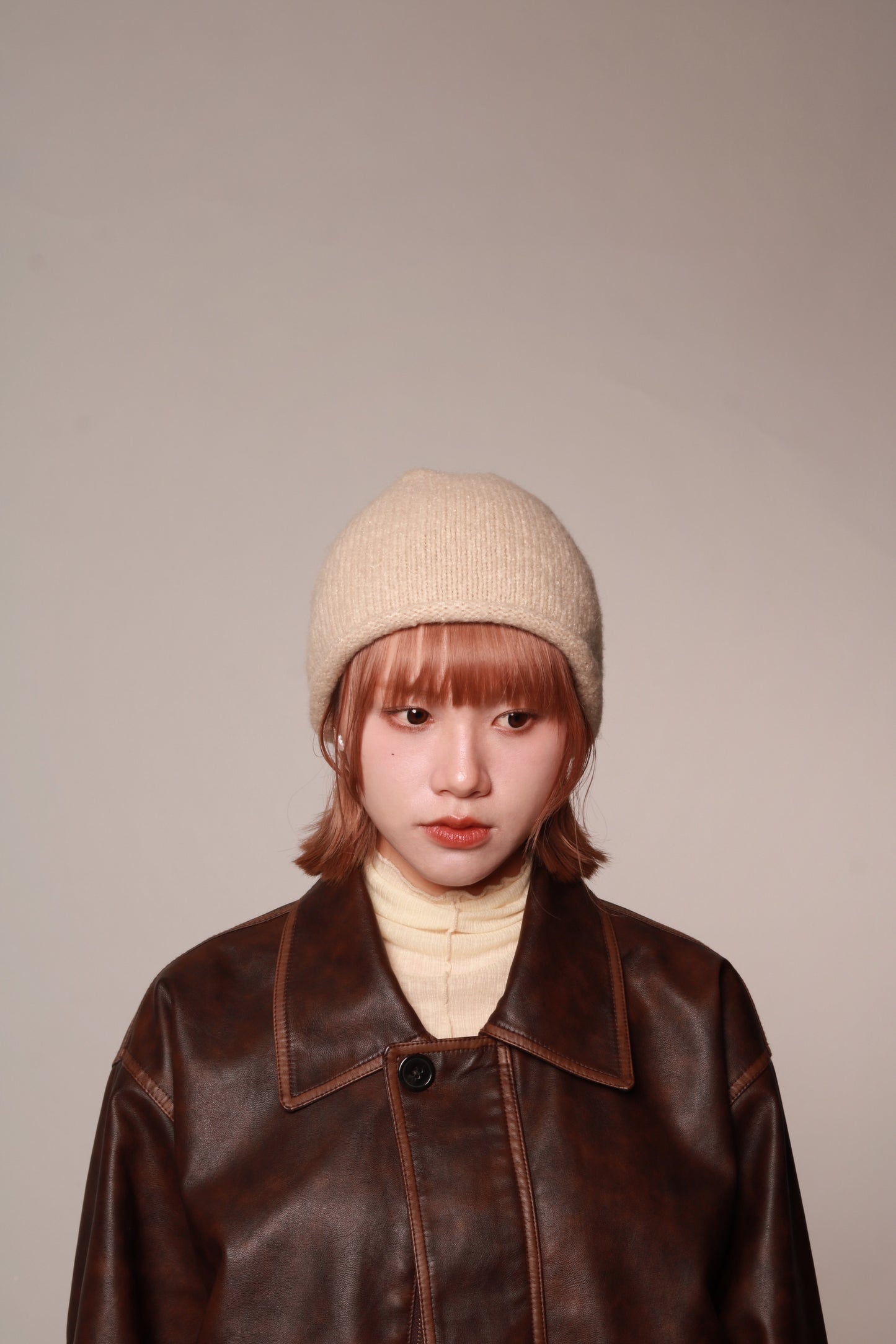 Gathered Ribbon Beanie (Beige/Black/Charcoal/Pink/Red)