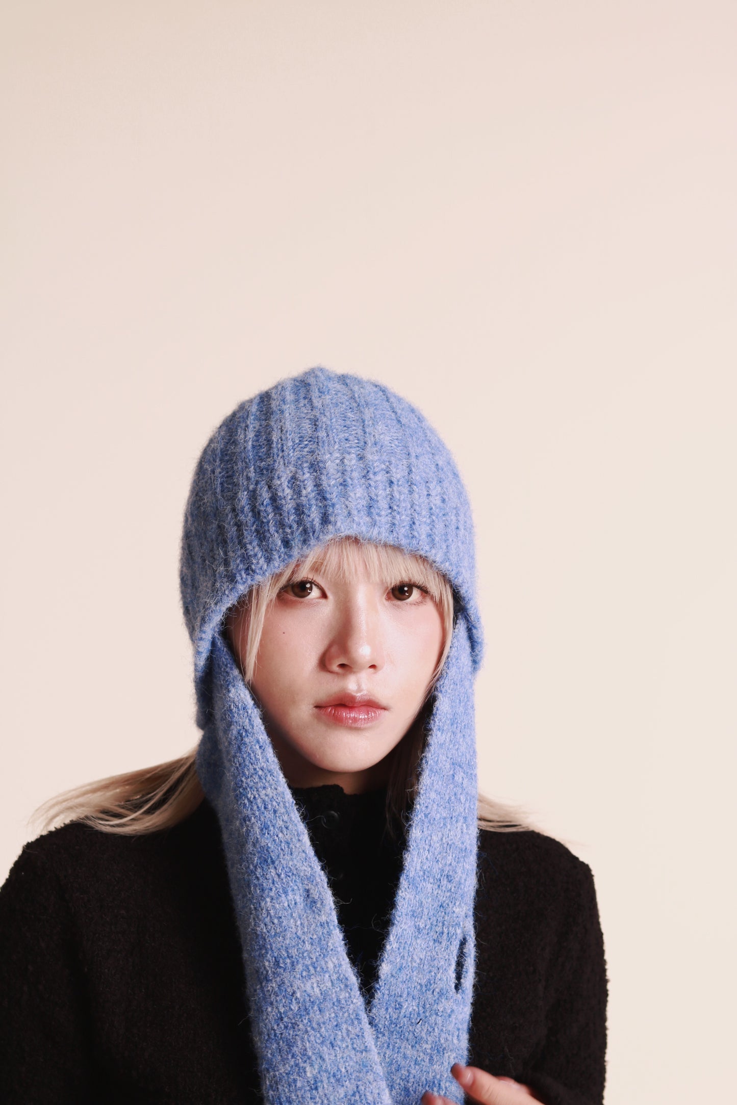 Doll Knit Scarf Flight Cap (Blue)