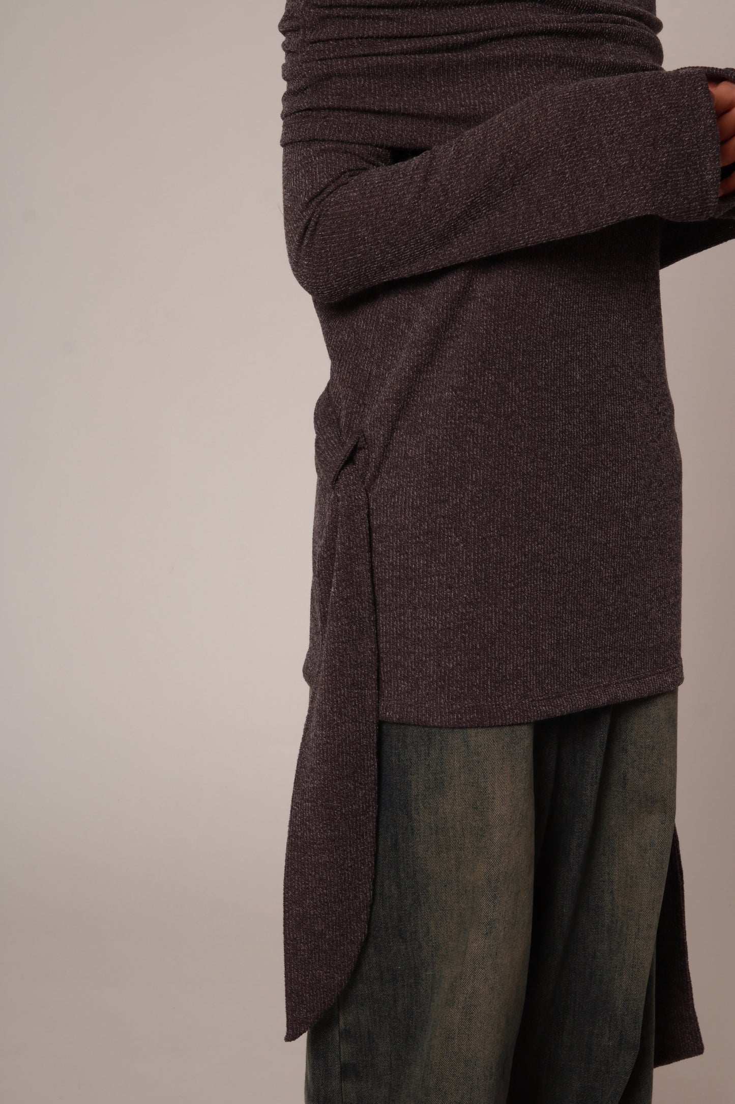 Off Shoulder Knit Top (Charcoal)