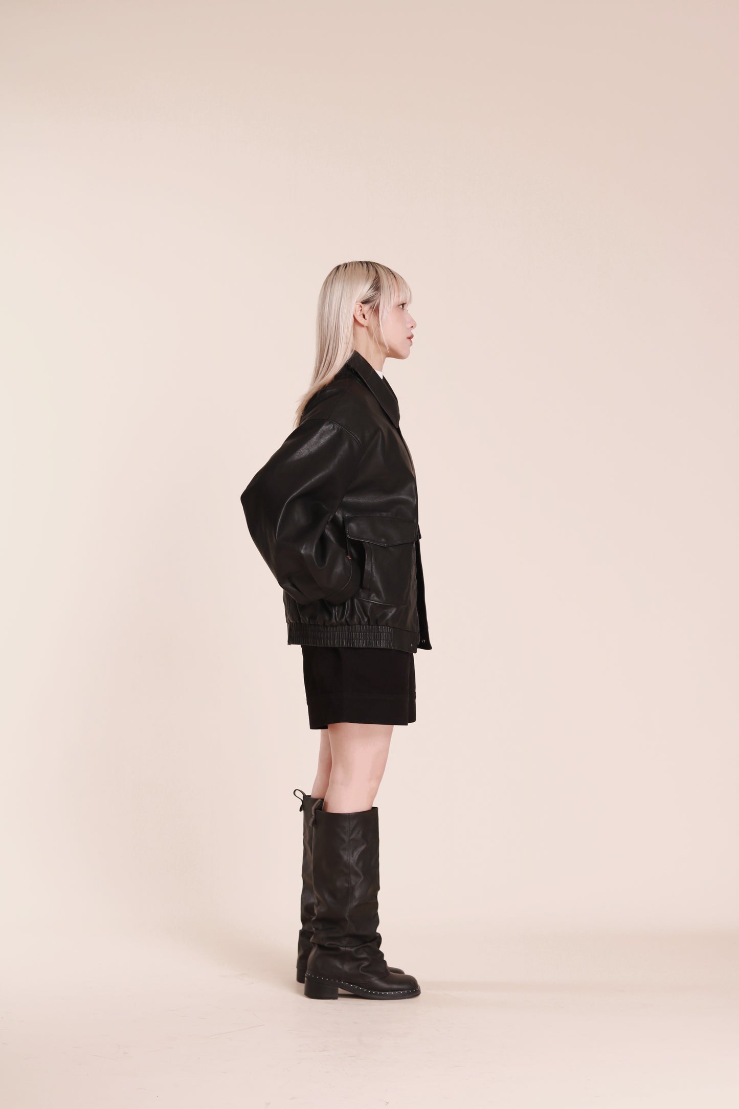 Oversized Leather Jacket (Black)