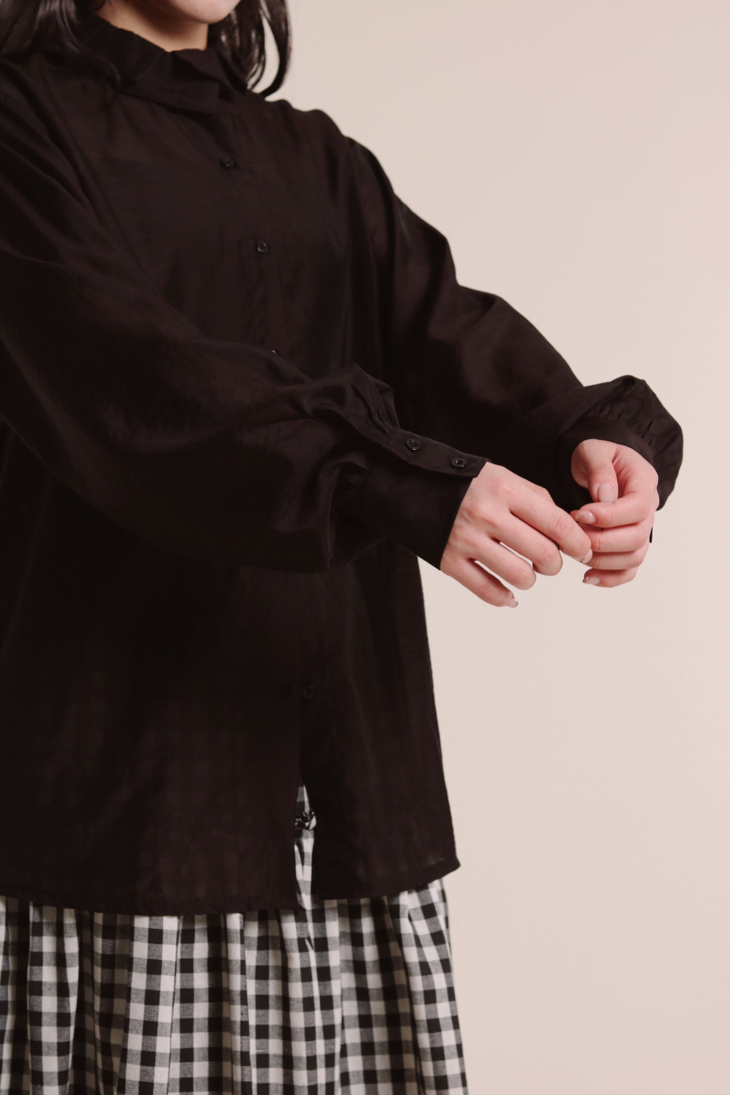 Sheer Collar Shirt (Black)