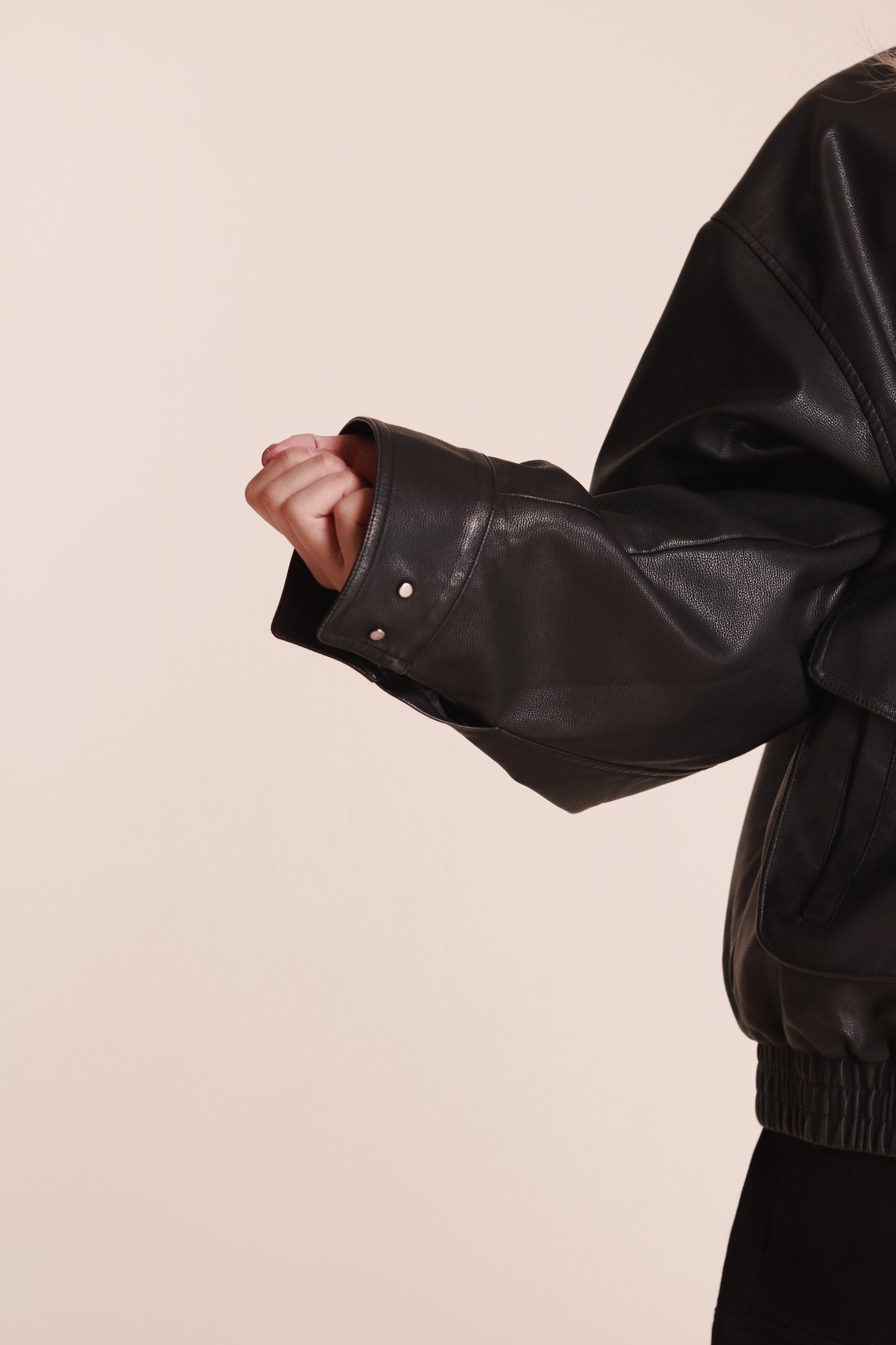Oversized Leather Jacket (Black)