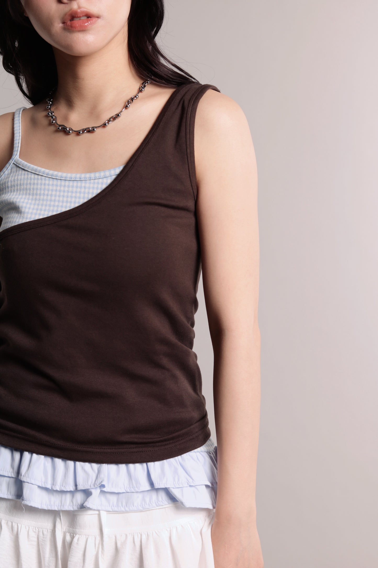 Checkered Ruffle Cami (Blue)
