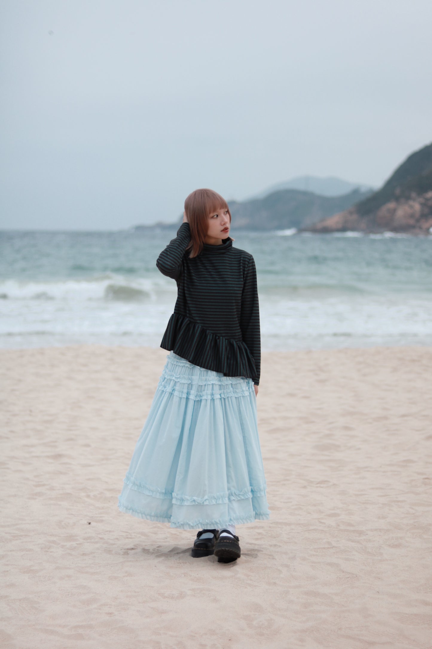Striped Ruffle Top (Mint)