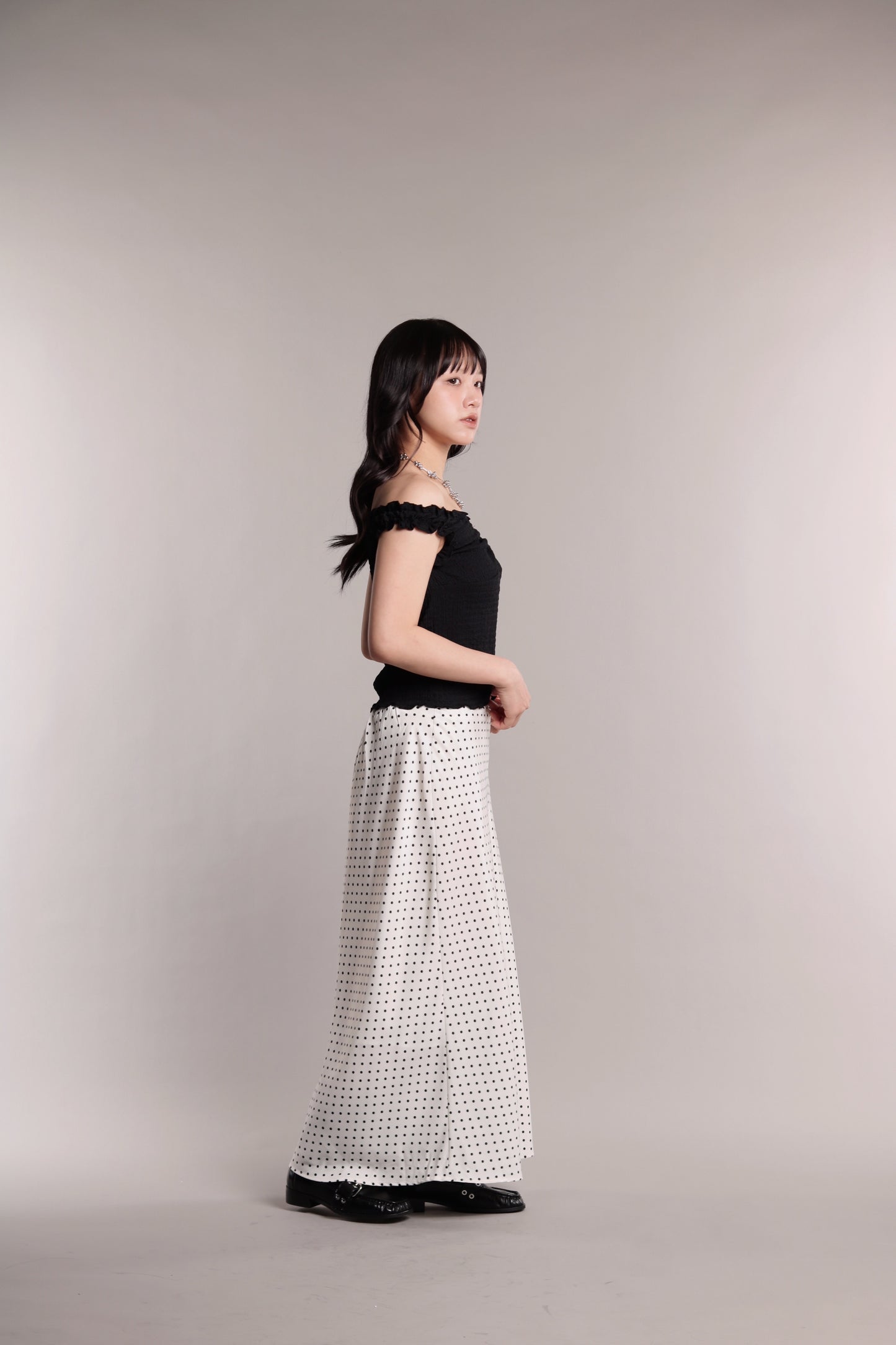Polka Dot Skirt (White)
