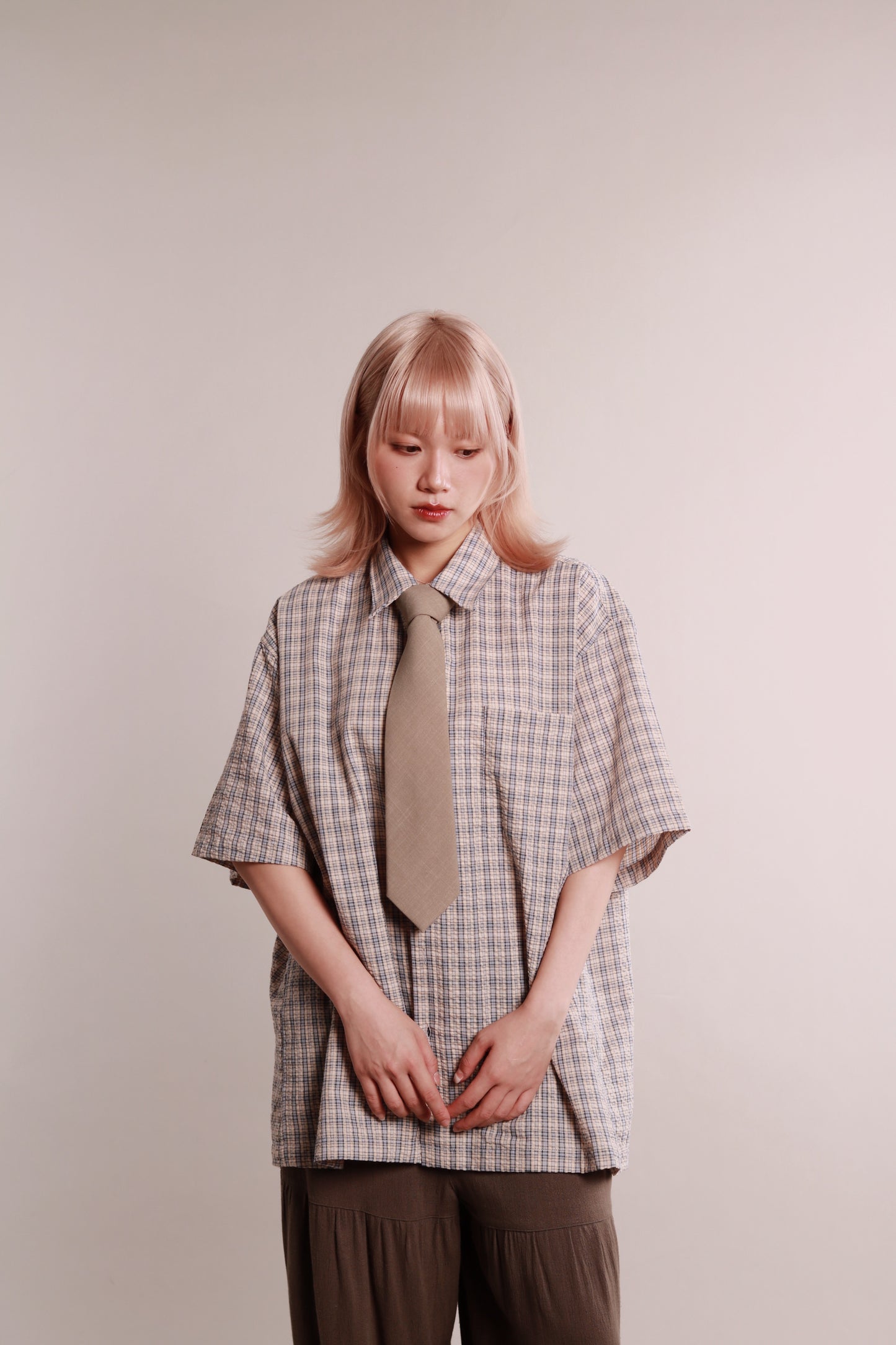 Plaid Loose Shirt (Blue)