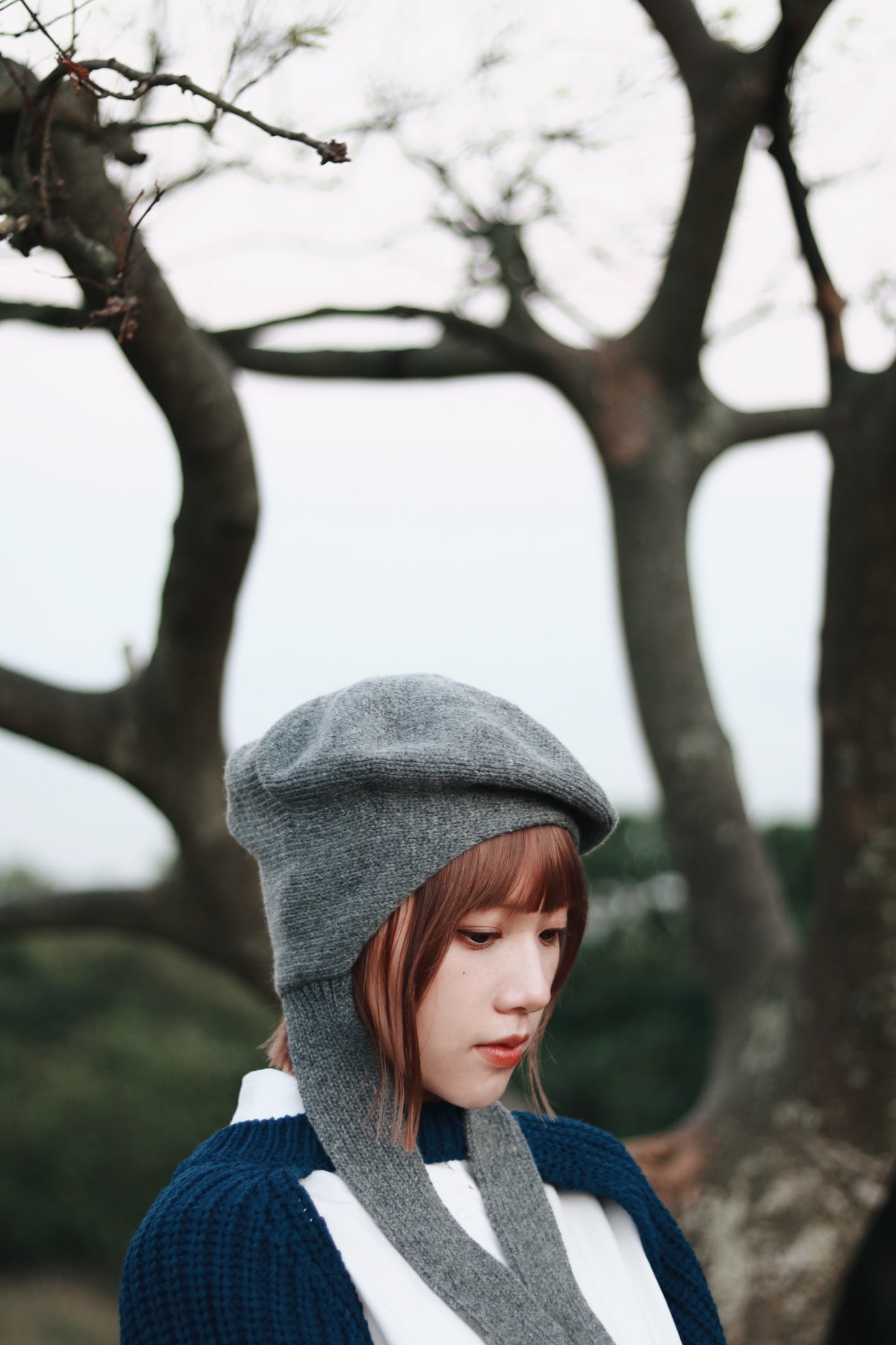 Doll Beret (Black/Grey/Red)