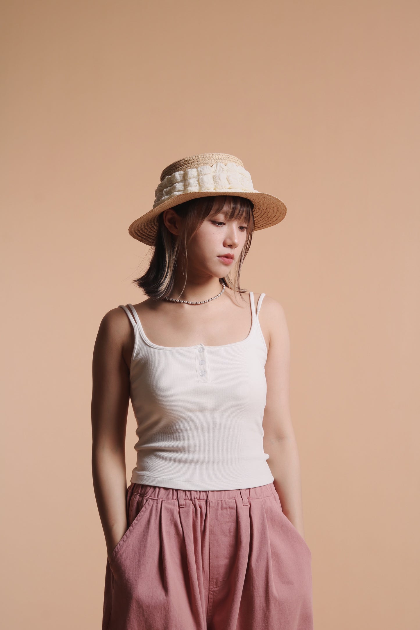 Bubble Straw Hat (Black/Ivory/Mustard)