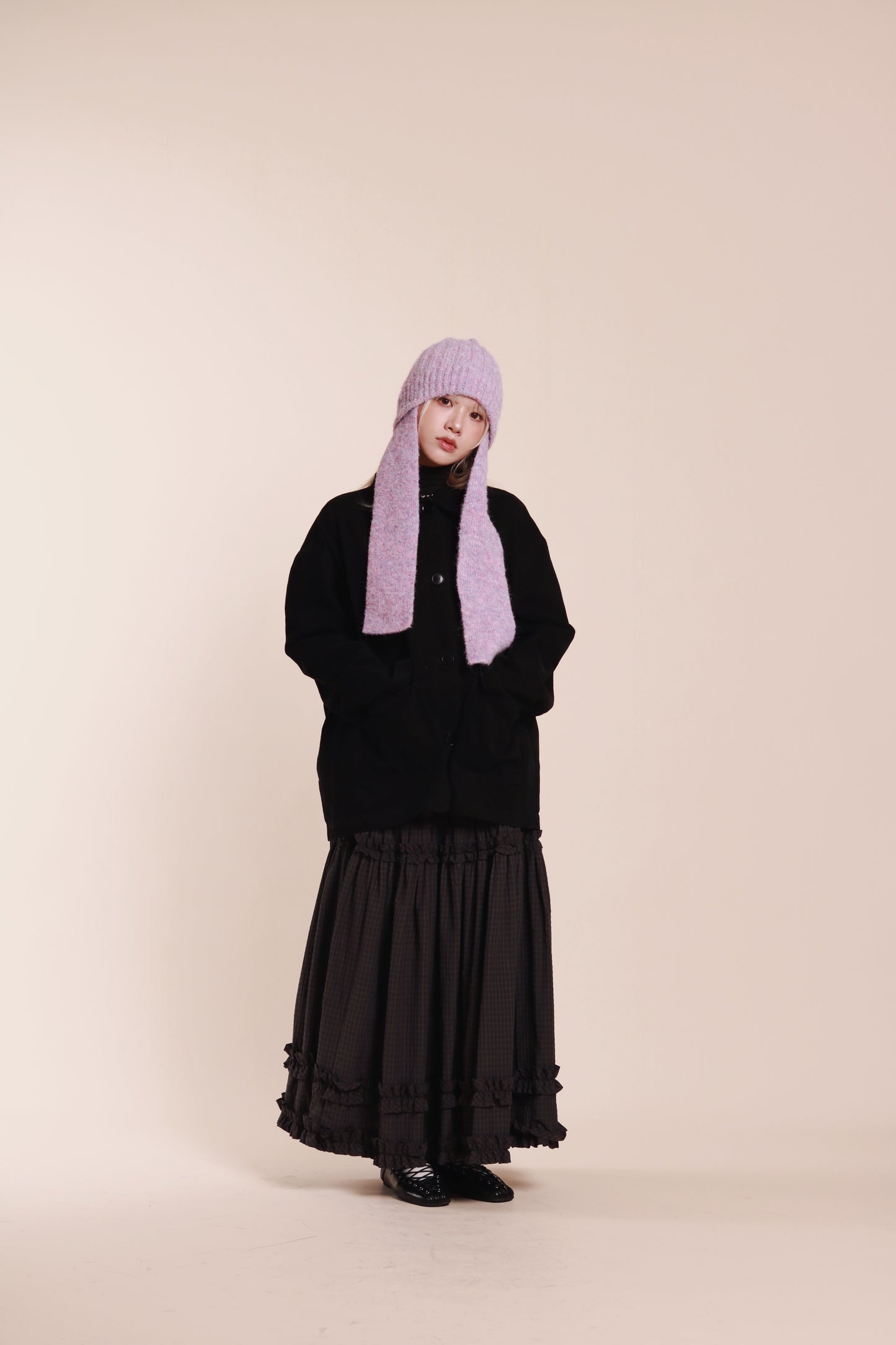 Doll Knit Scarf Flight Cap (Purple)