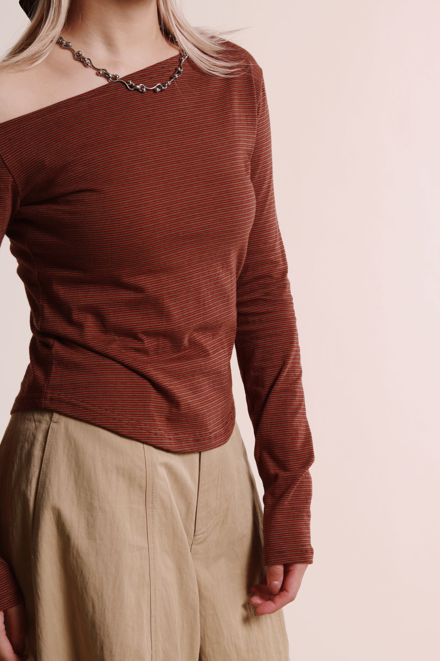 Striped One Shoulder Top (Orange)