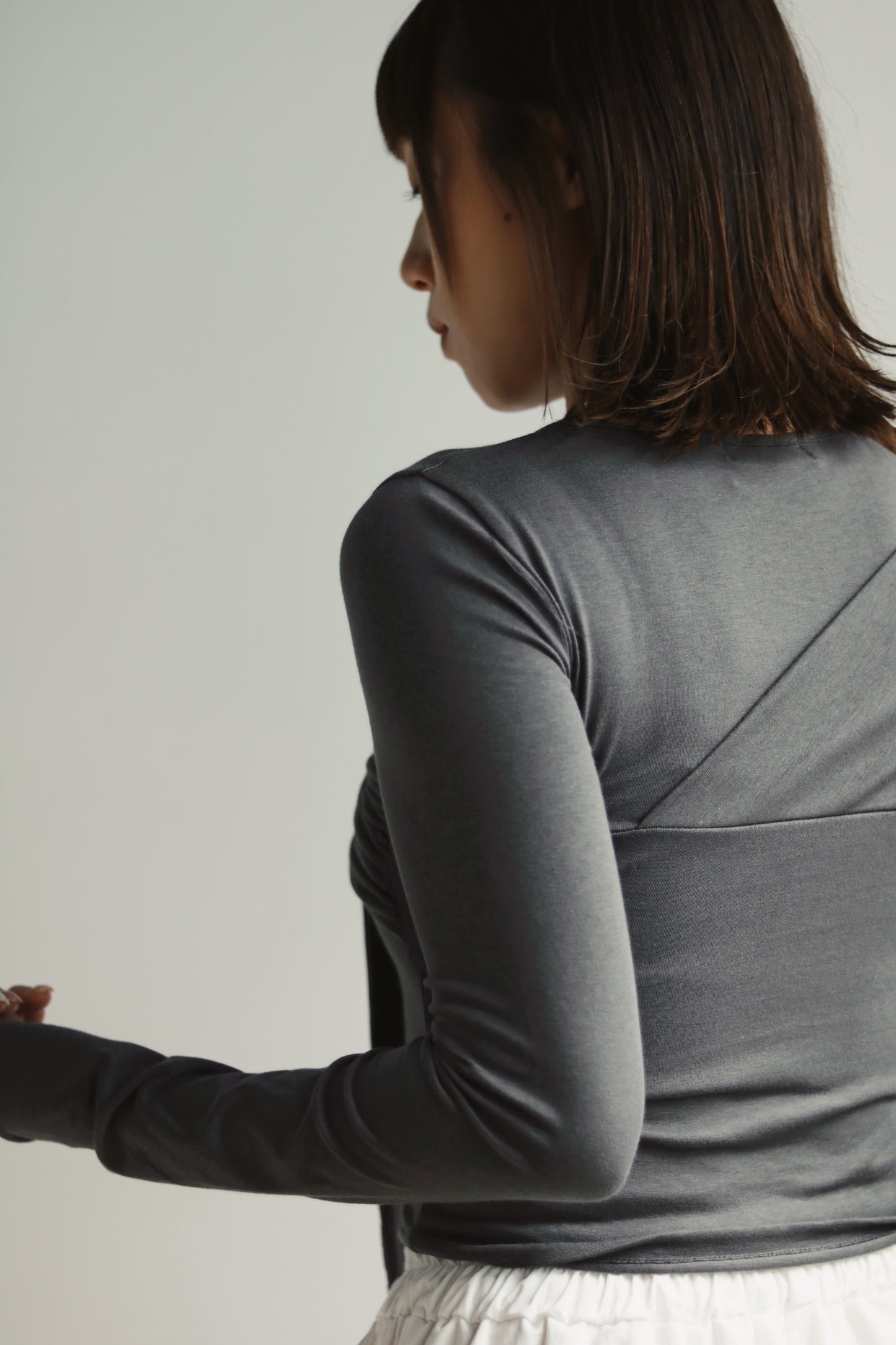 Gathered Long Tee (Charcoal)