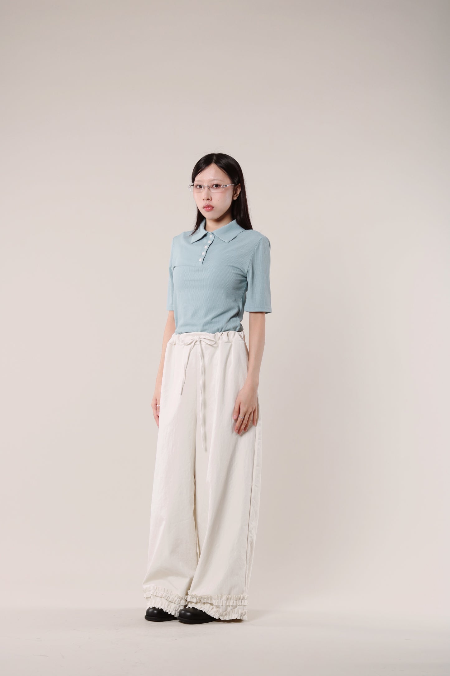 Double Ruffle Pants (Ivory)