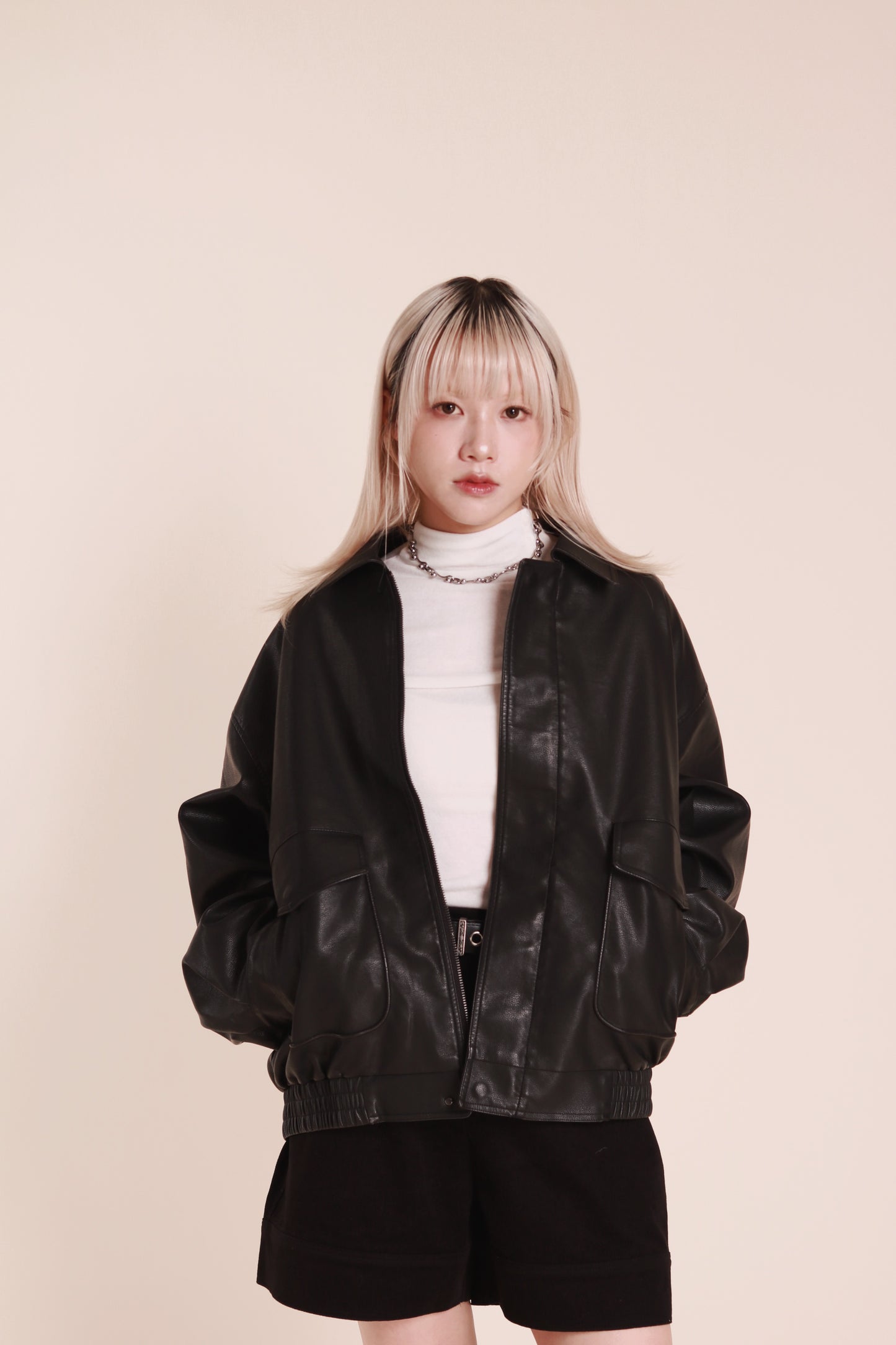 Oversized Leather Jacket (Black)