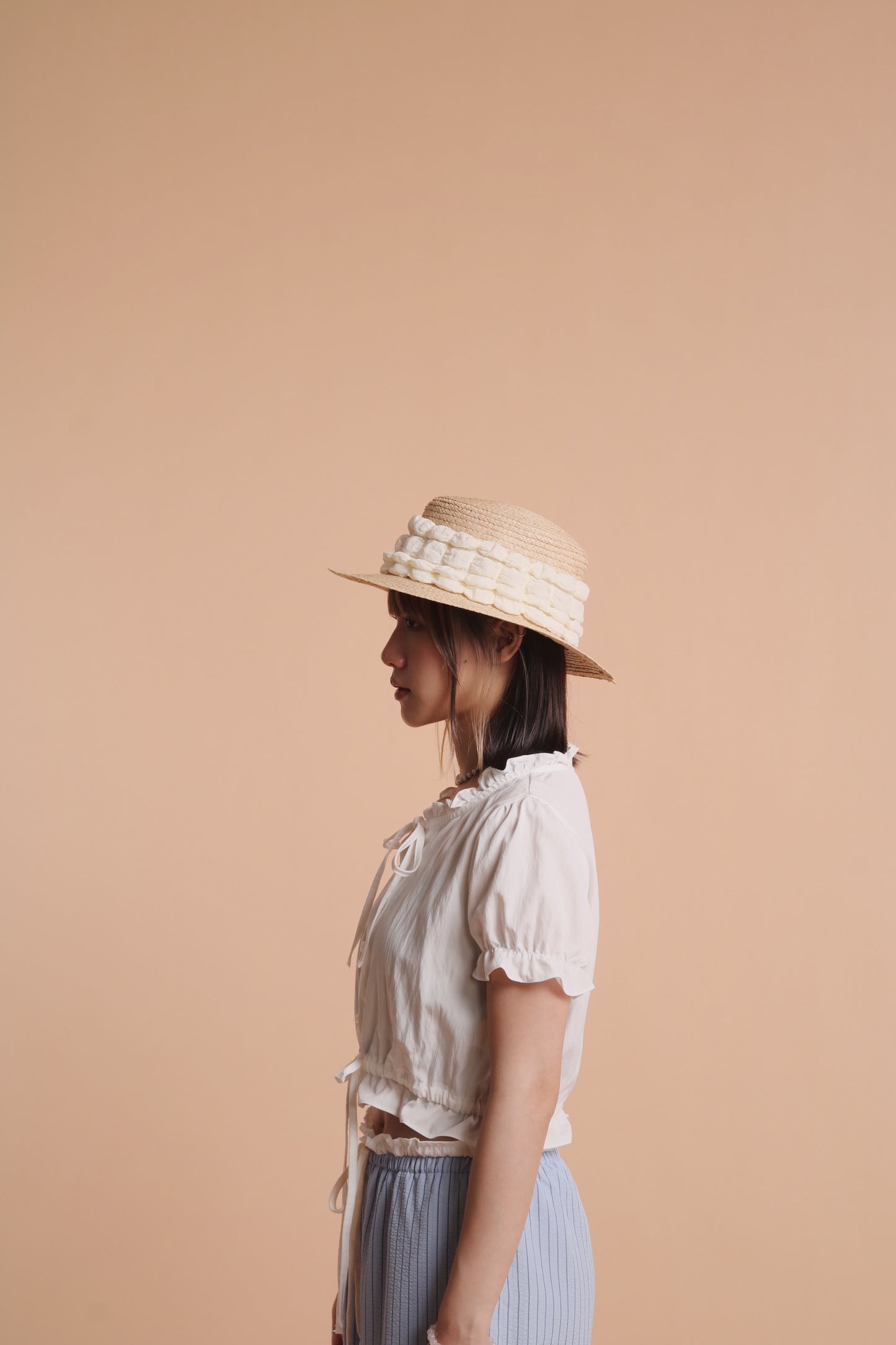 Bubble Straw Hat (Black/Ivory/Mustard)