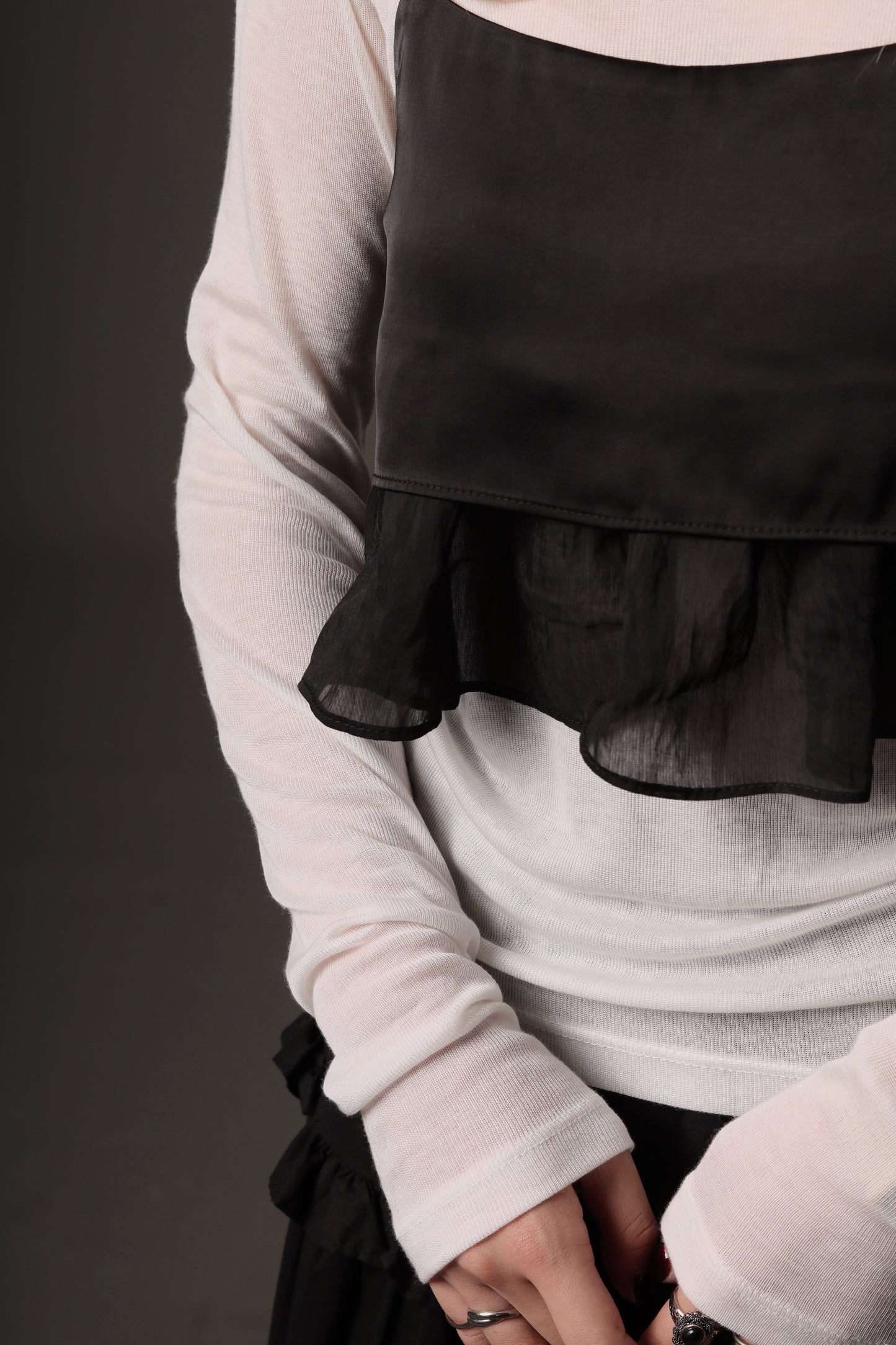 Satin Ruffle Top (Black)