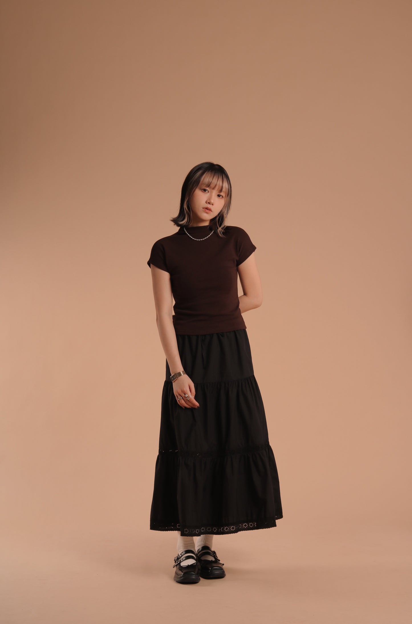 Cap Sleeve Tee (Brown)